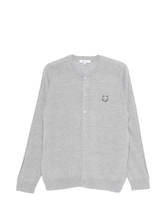 Light Grey Wool Cardigan With Button-Up Front