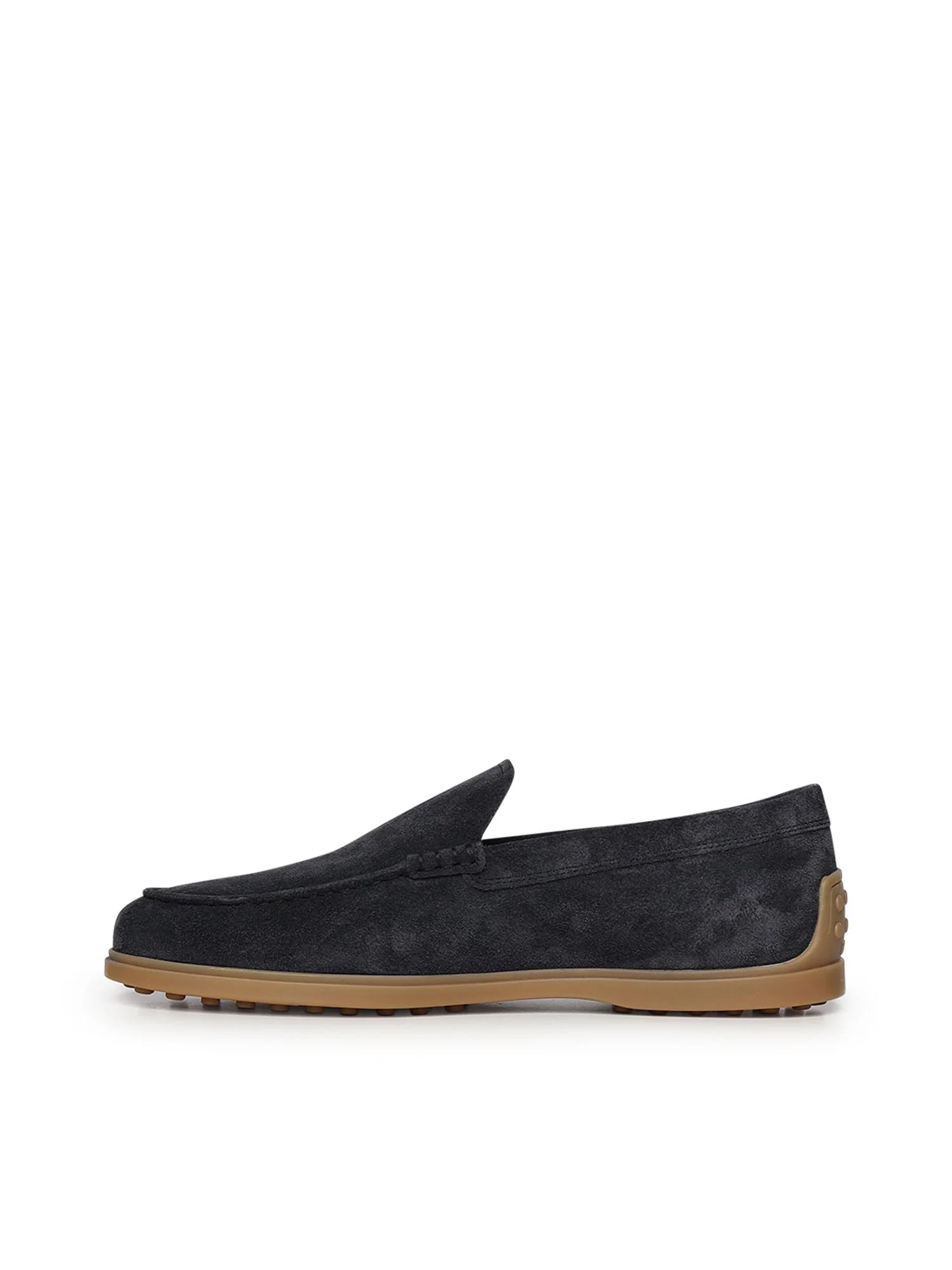 Moccasin-Style Black Suede Loafers with Contrasting Rubber Sole