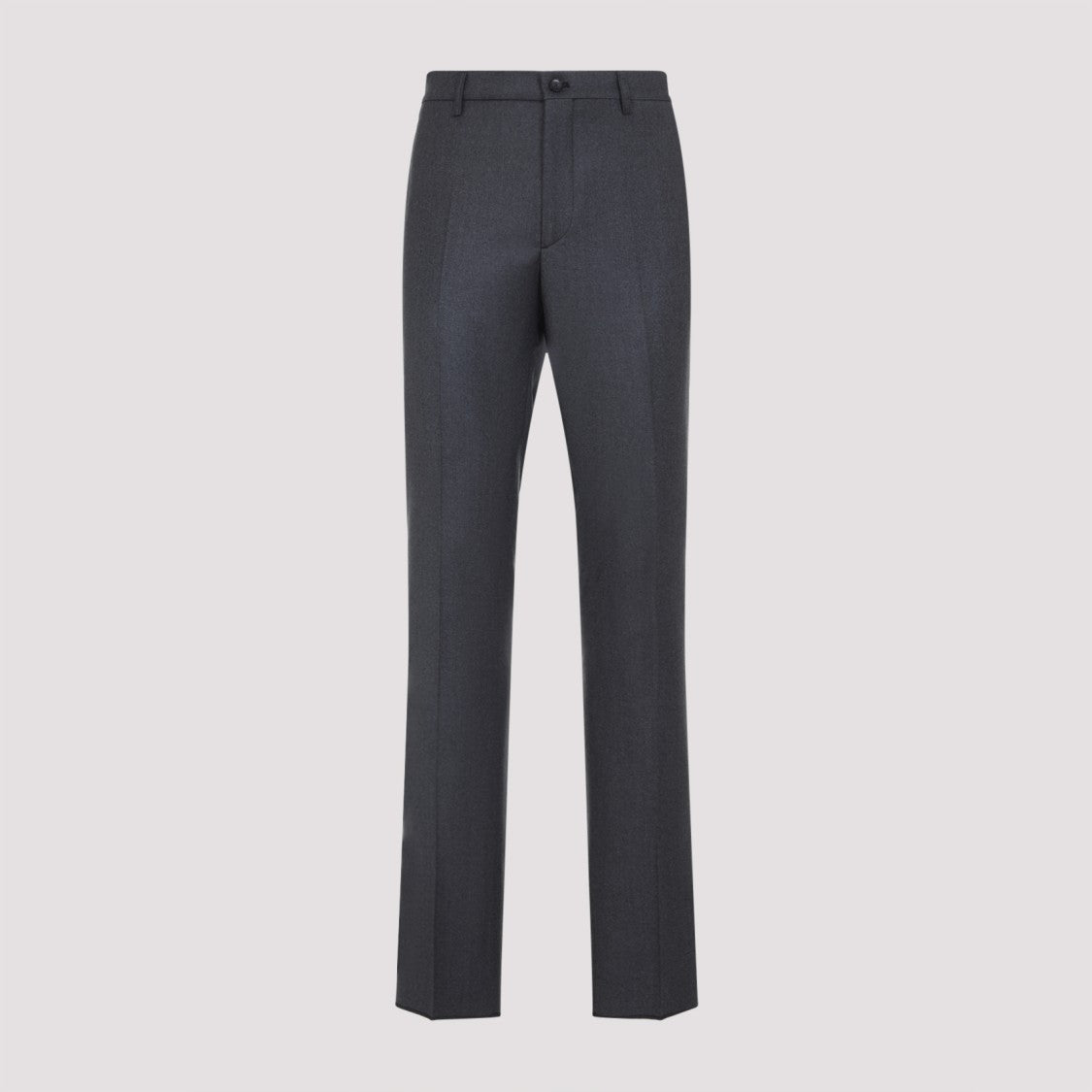 Refined Grey Wool Trousers With Classic Waistband
