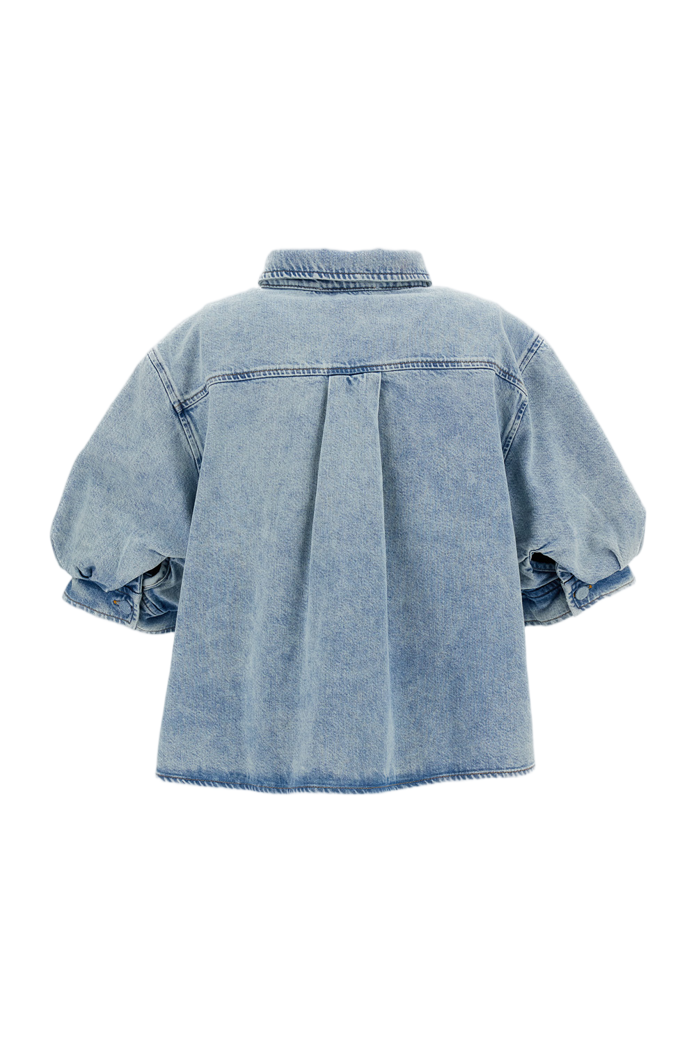 Short-Sleeved Denim Chambray Billow Shirt