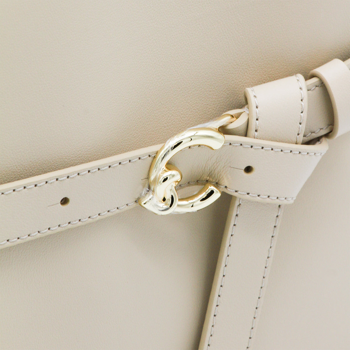 Structured Handbag with Gold-tone Buckle