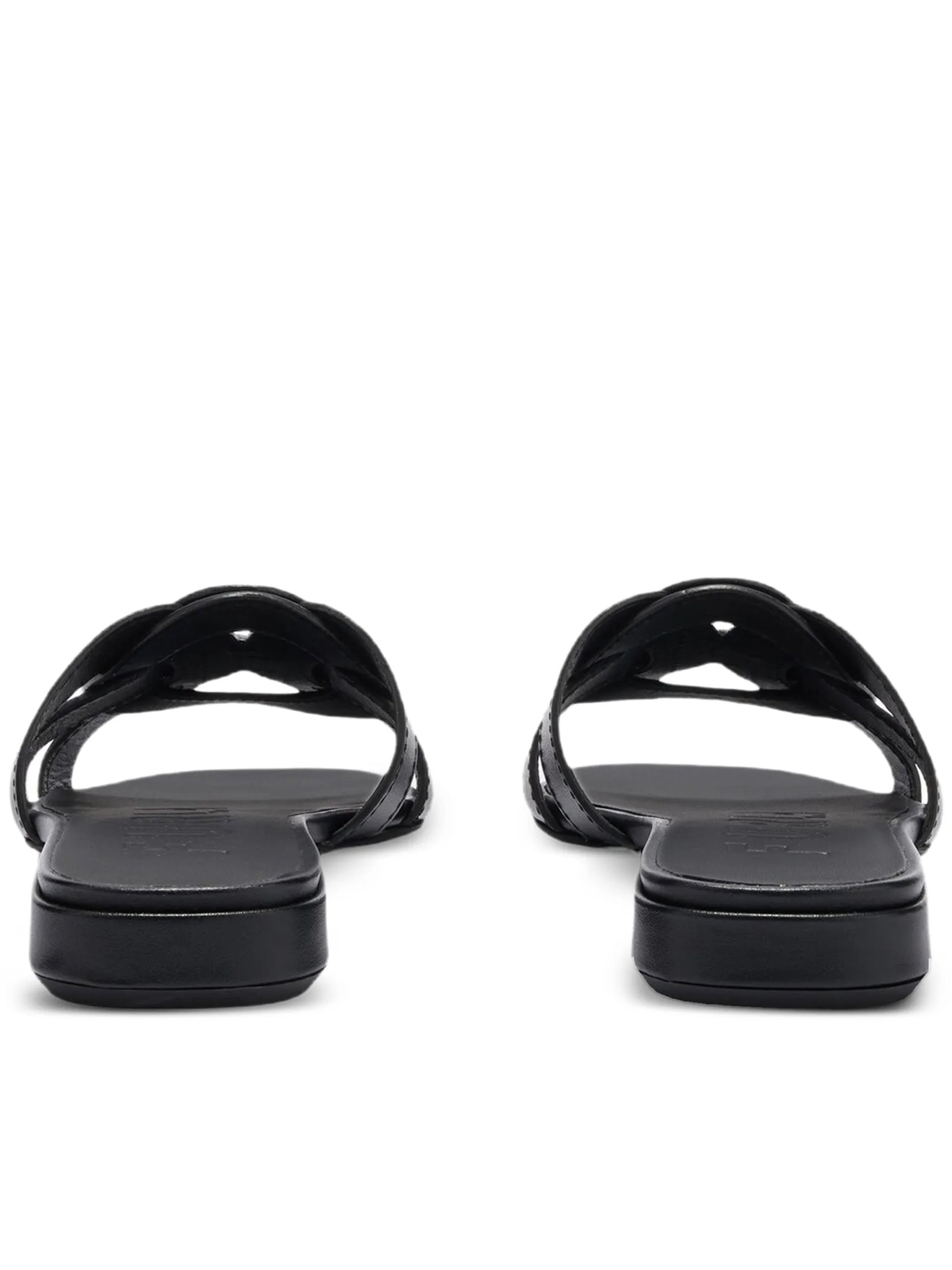 Summer Sandalo Flat Black Leather Cut-out Sandals