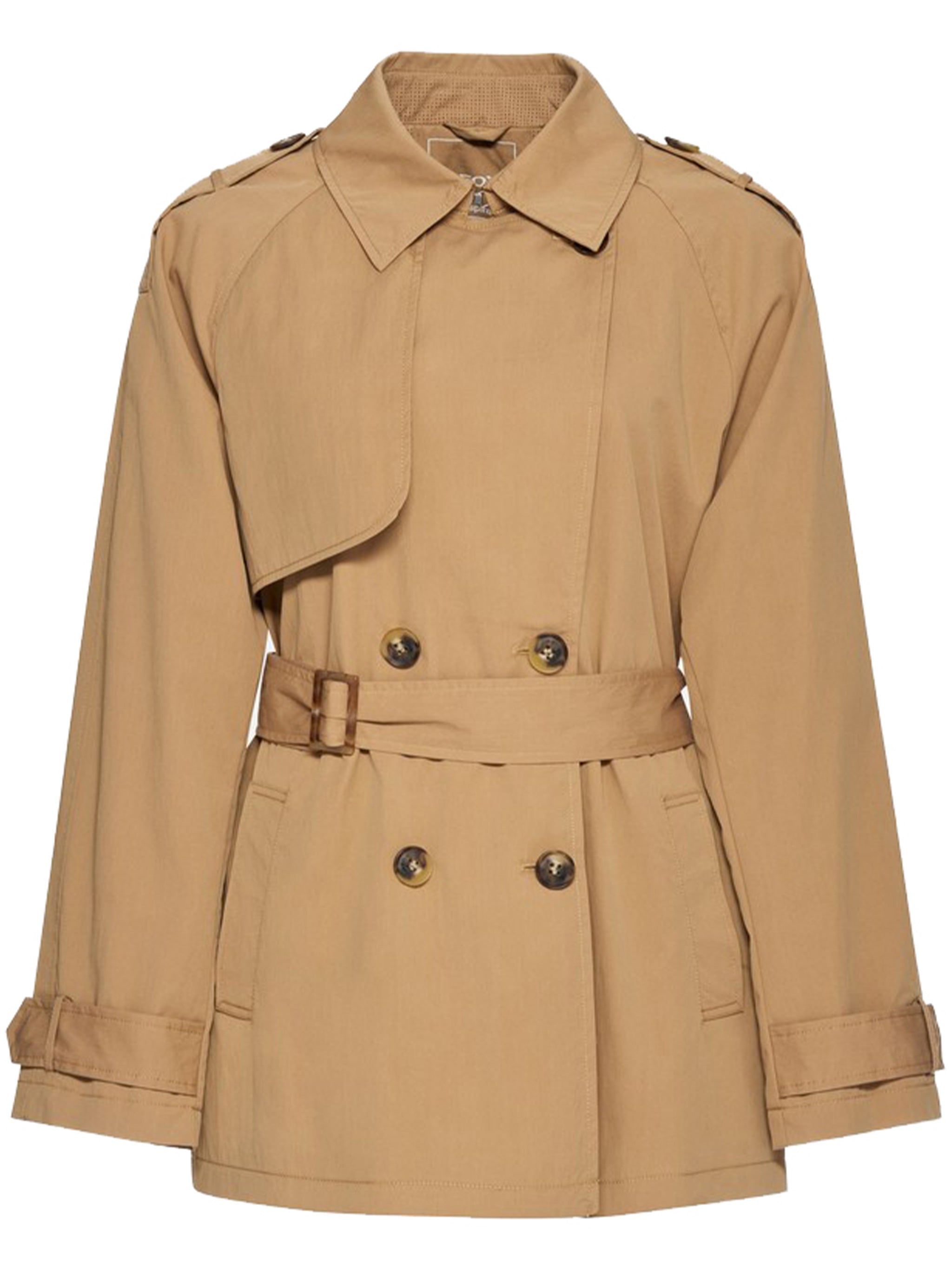 Lampedusa Short Brown Double-Breasted Trench Coat