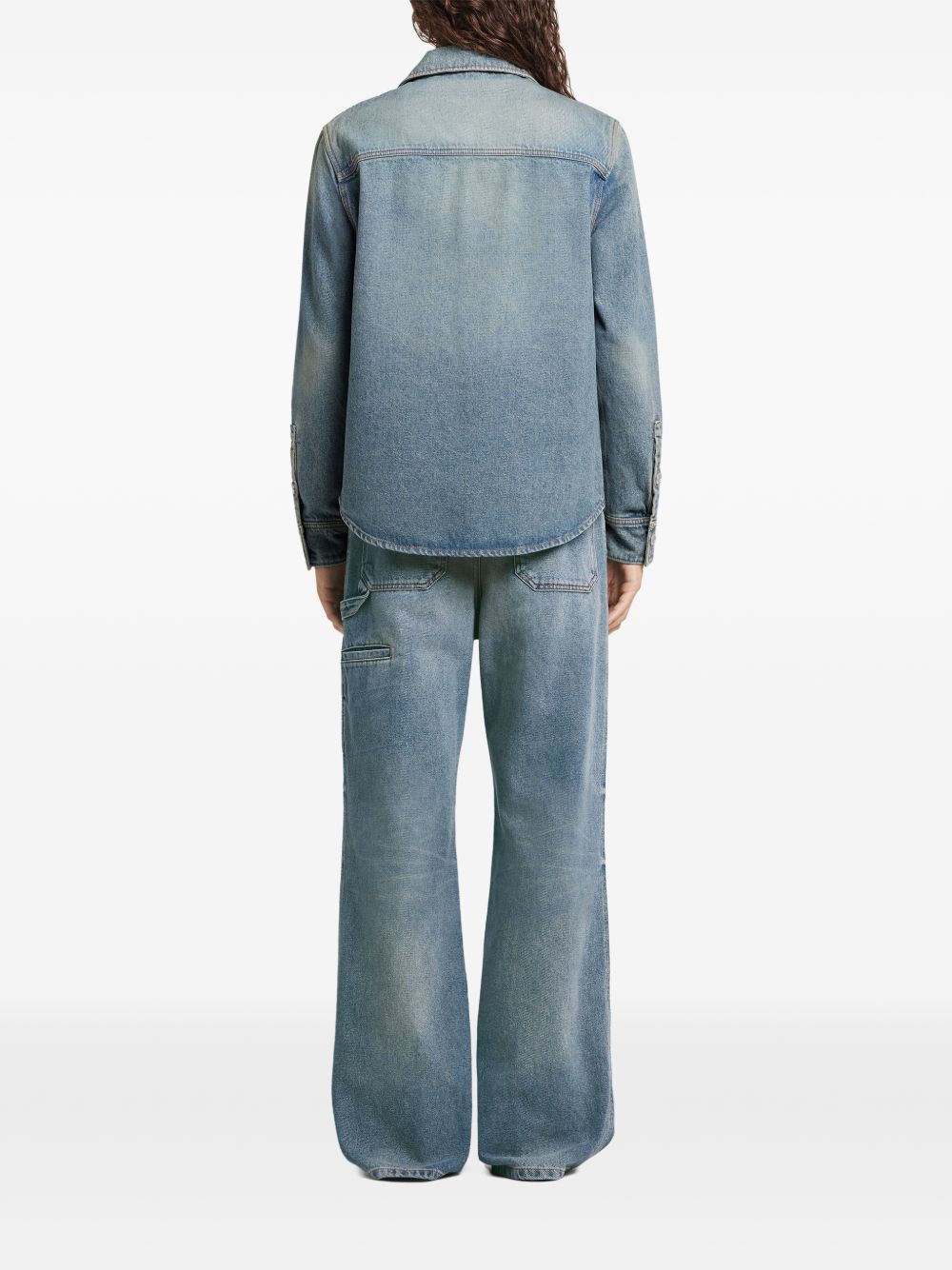 Classic Button-Up Denim Shirt With Flap Pockets