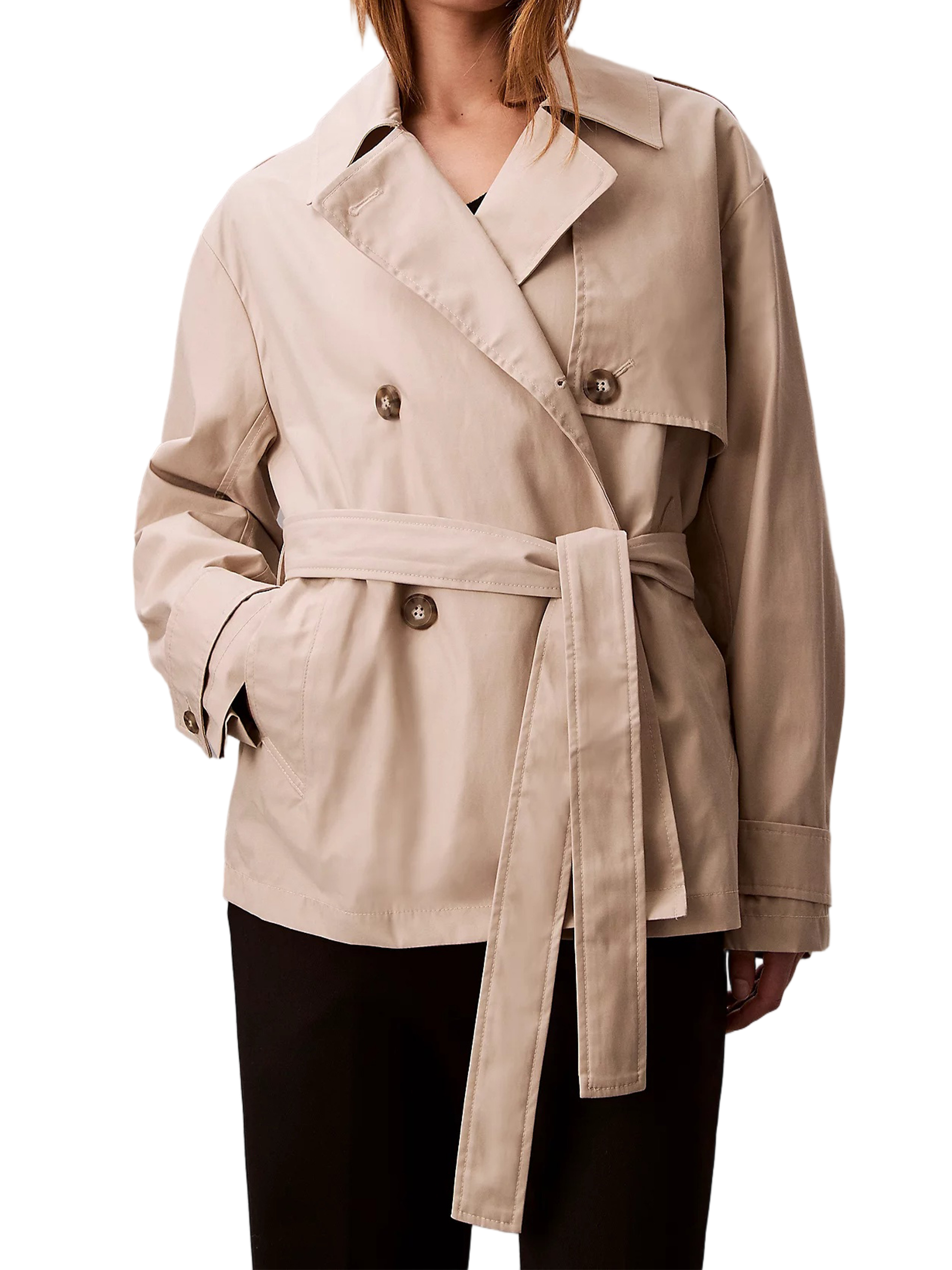 Mid-Length Double-Breasted Cotton Trench Coat
