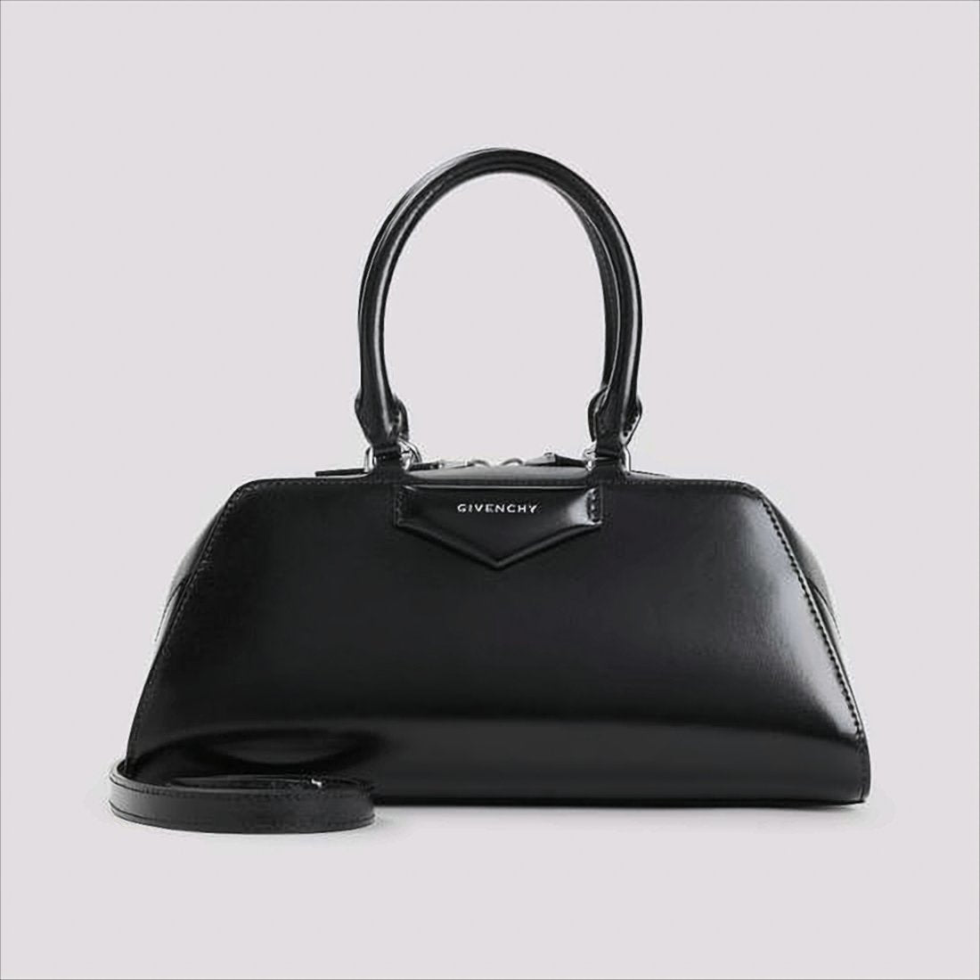 Structured Black Calf Leather Tote Bag