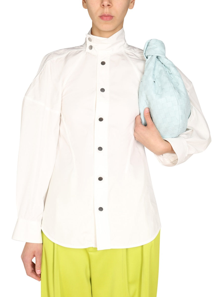 High Neck Button Closure Relaxed Fit Shirt