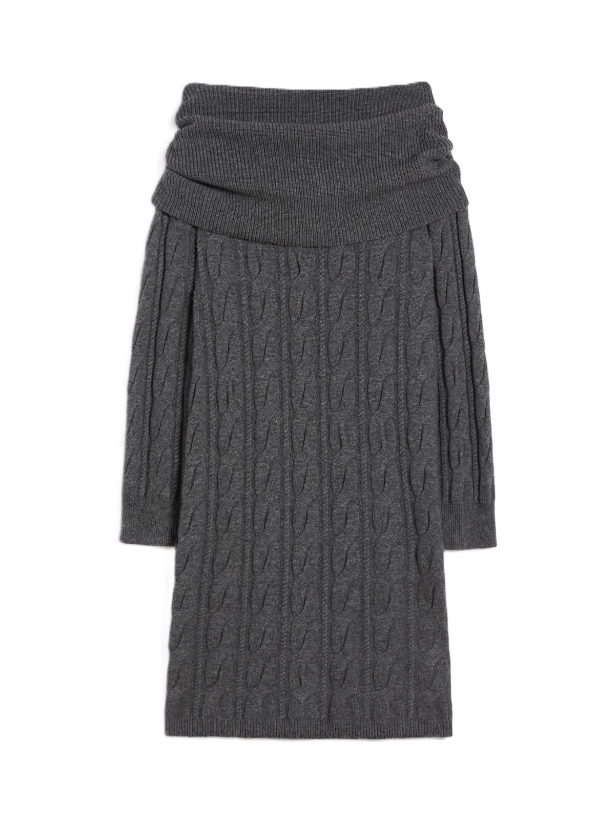 Charcoal Grey Midi Dress With Cable-Knit Texture