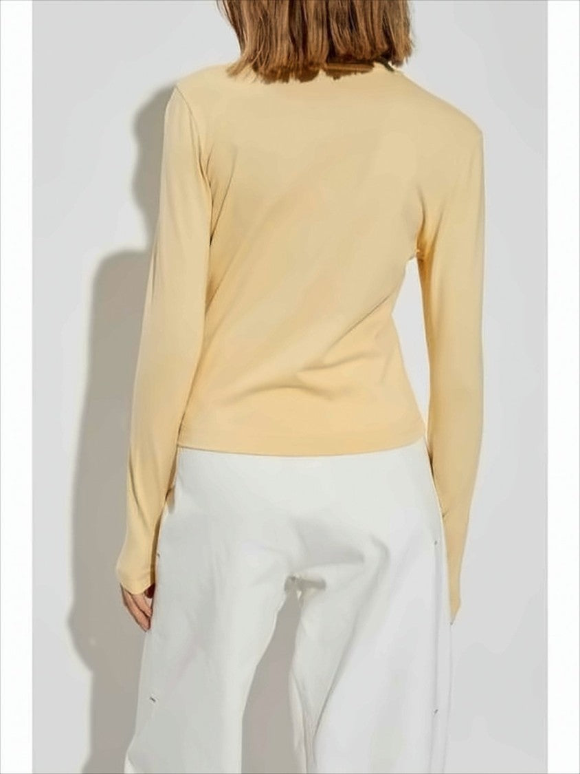 Fitted Long-Sleeve Top With Crew Neckline And Subtle Logo