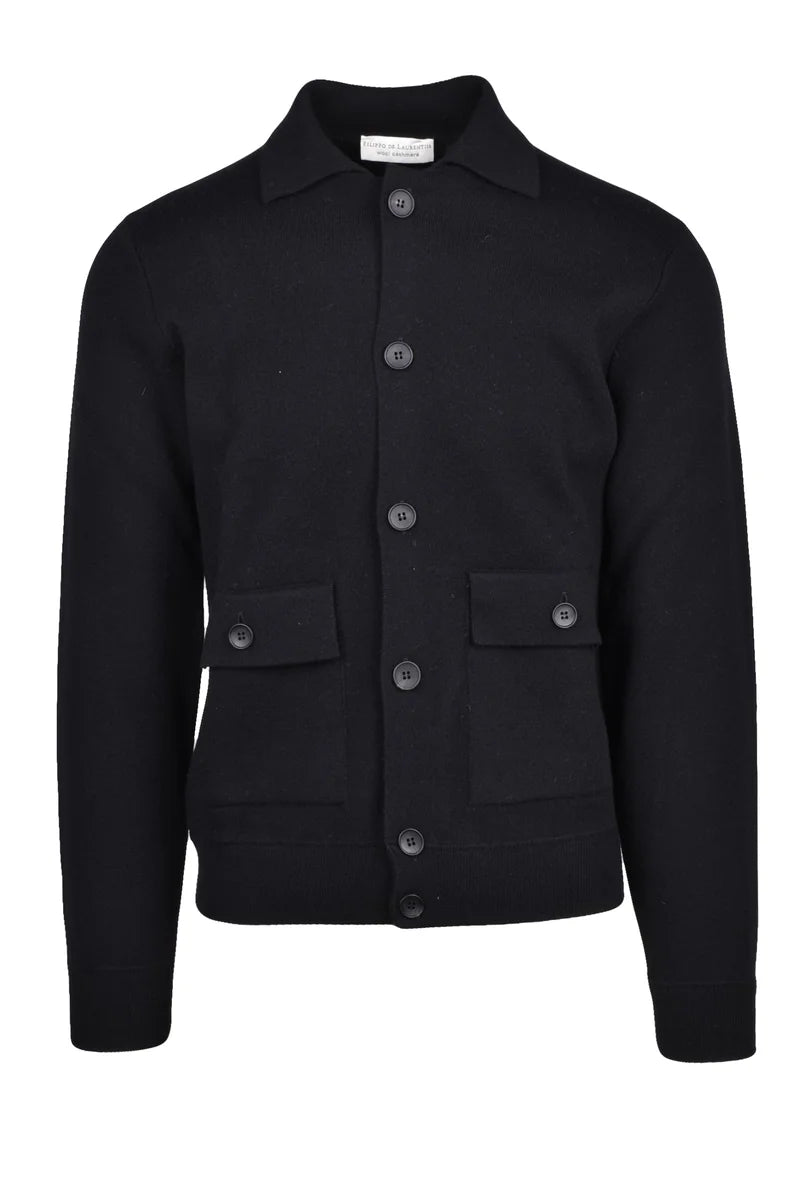 Polo Cardigan - Black