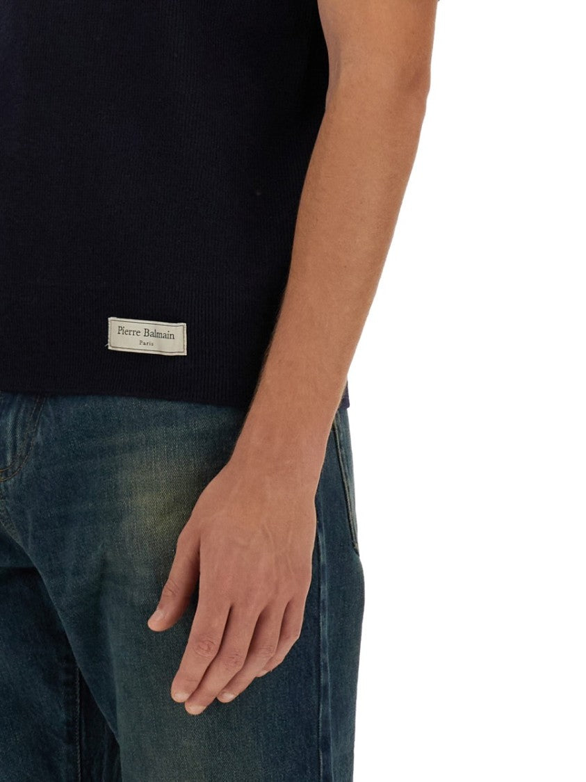 Classic Black Merino Wool Polo Shirt