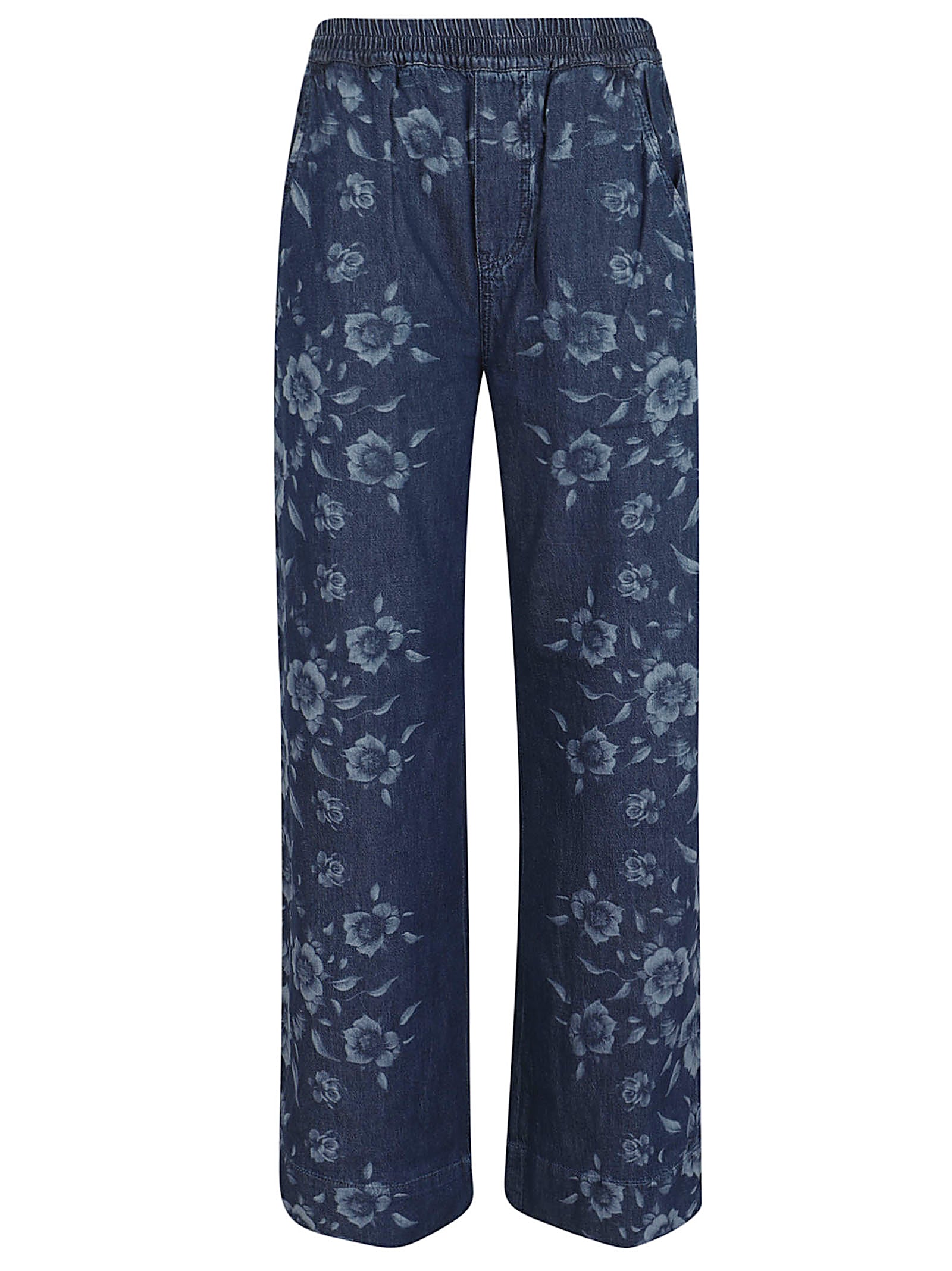 High-Waisted Blue Denim Trousers