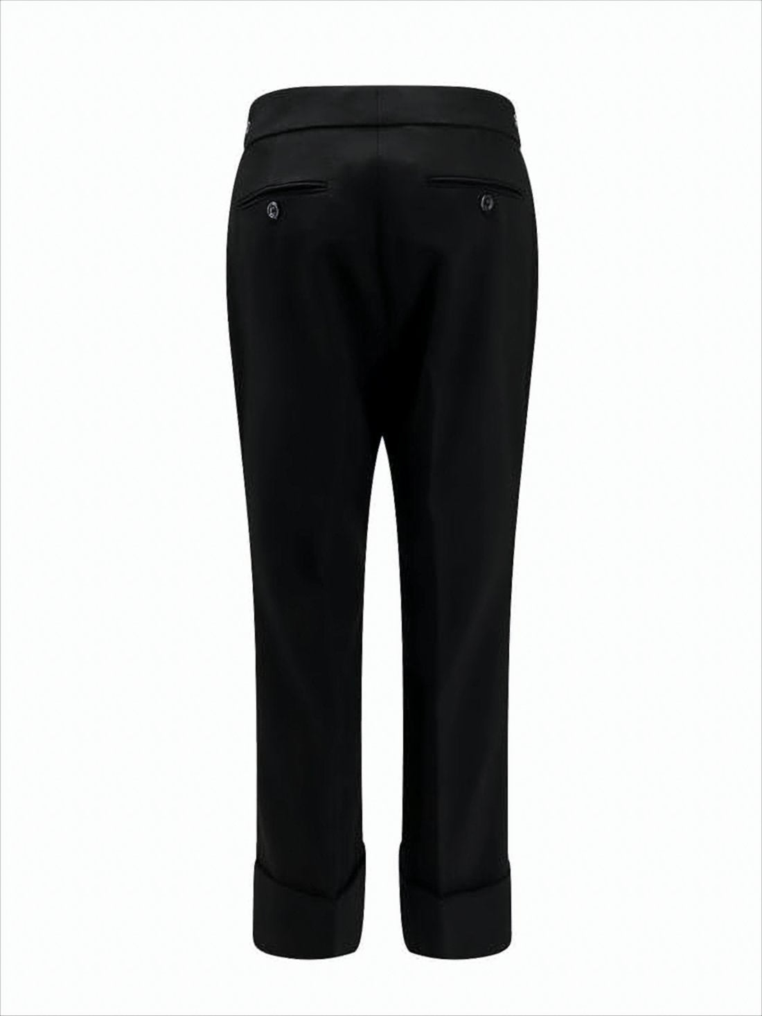 Tailored Black Straight Pants with Design