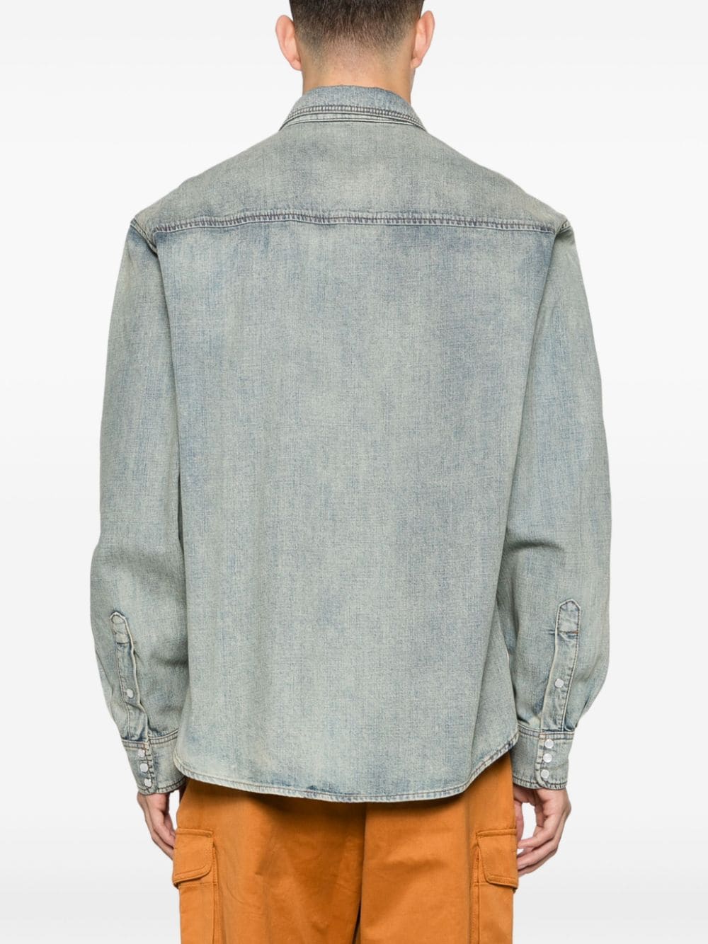 Koszula dżinsowa stonewashed, w kolorze niebieskim, w stylu casual