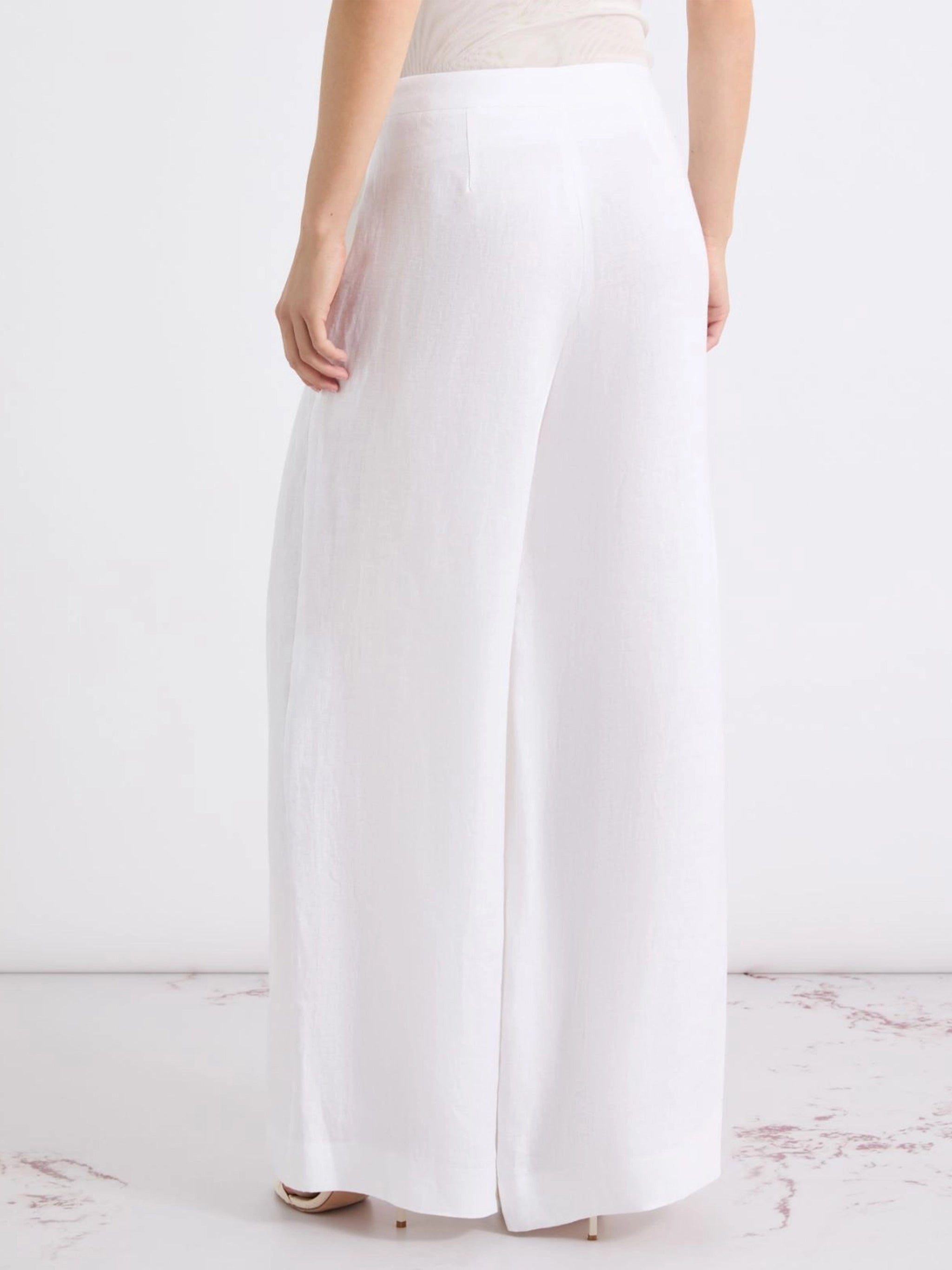 Blue Mllottelia Wide-Leg High Linen Pants