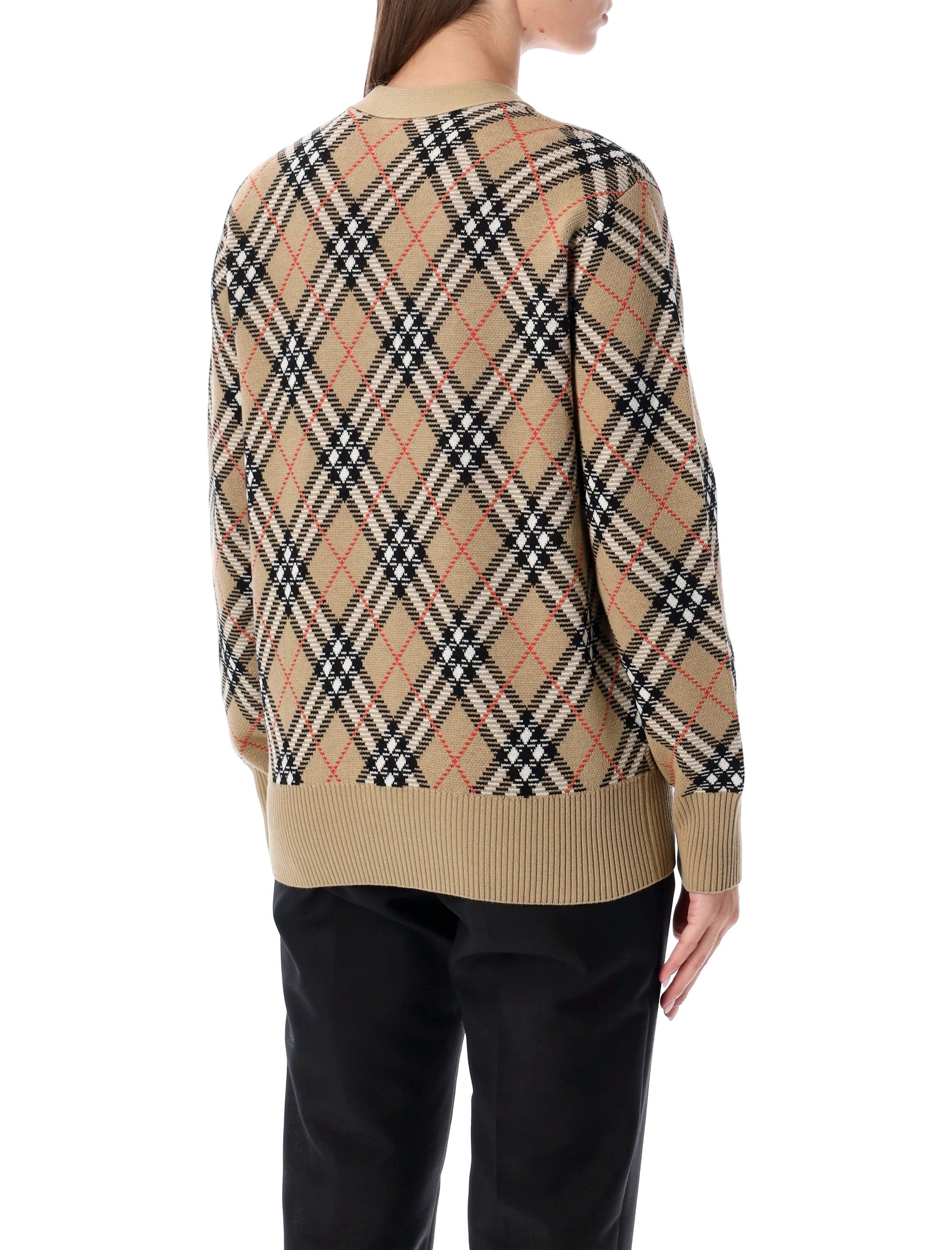London Wool Blend Check Cardigan
