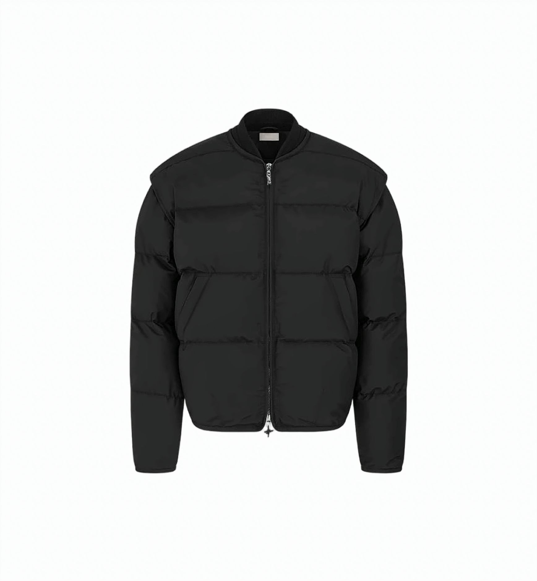 Quilted Black Puffer Detachable Vest Jacket