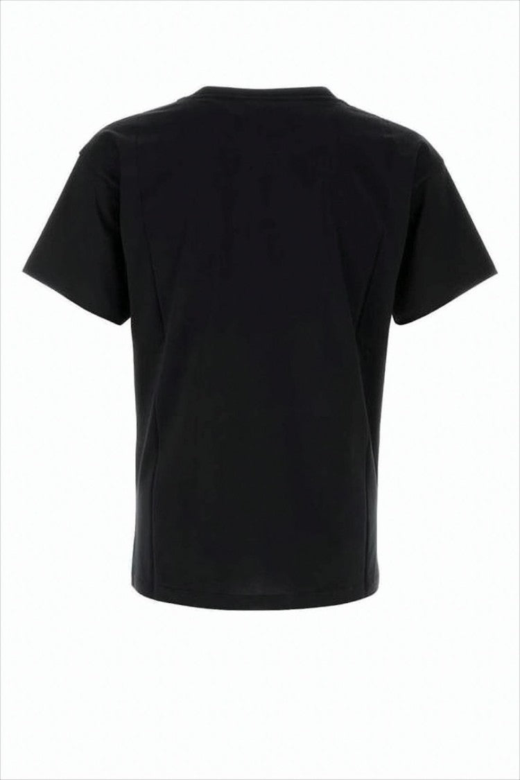 Short-Sleeved Black T-Shirt with Metallic Gold Logo