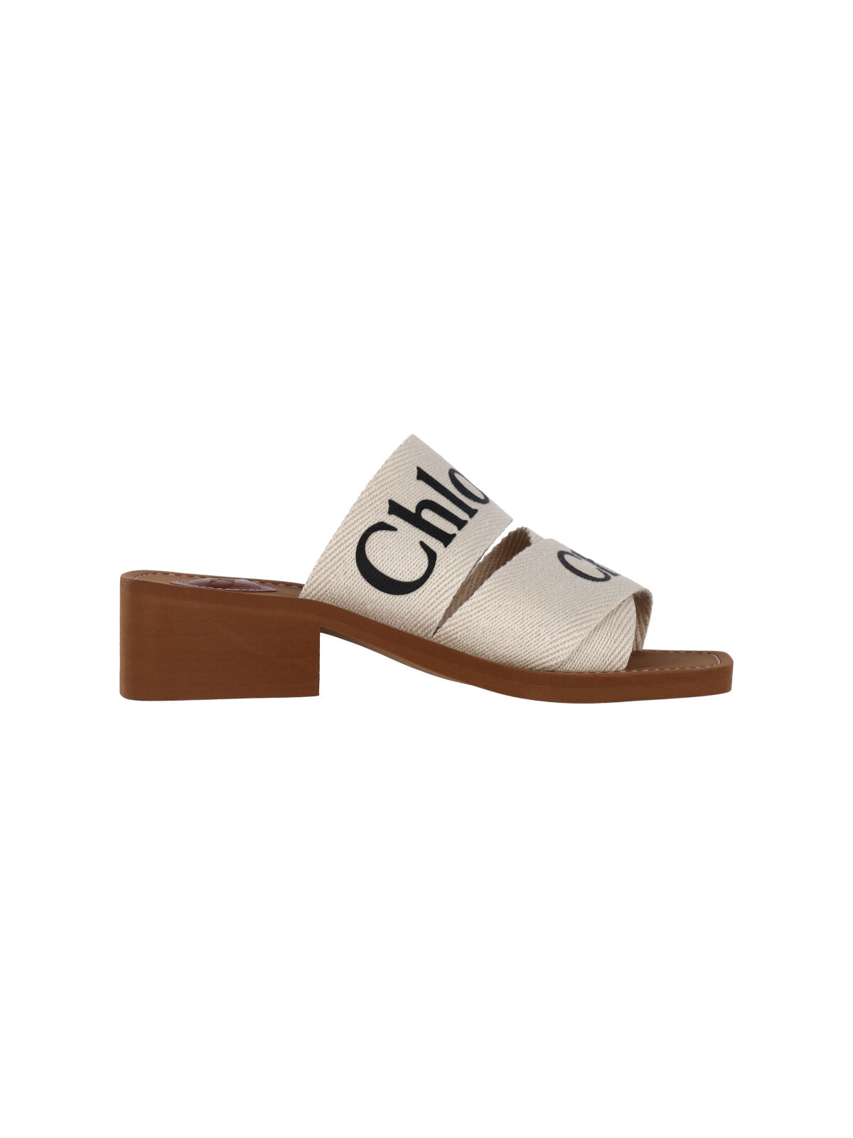 Slip-On Linen Sandals with Contrast Logo Detailing