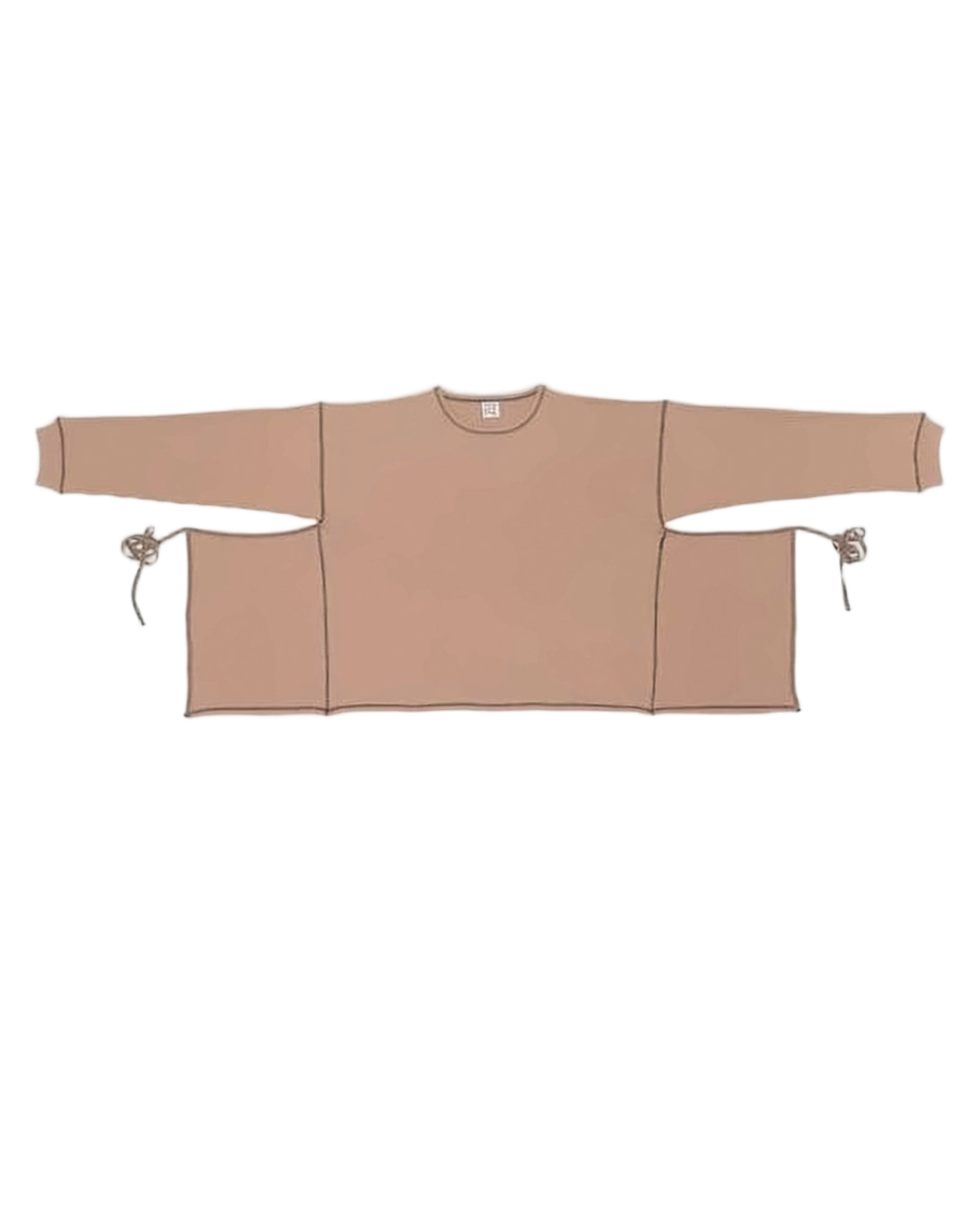 Relaxed Fit Brown Long-Sleeved Top With Tied Cuffs