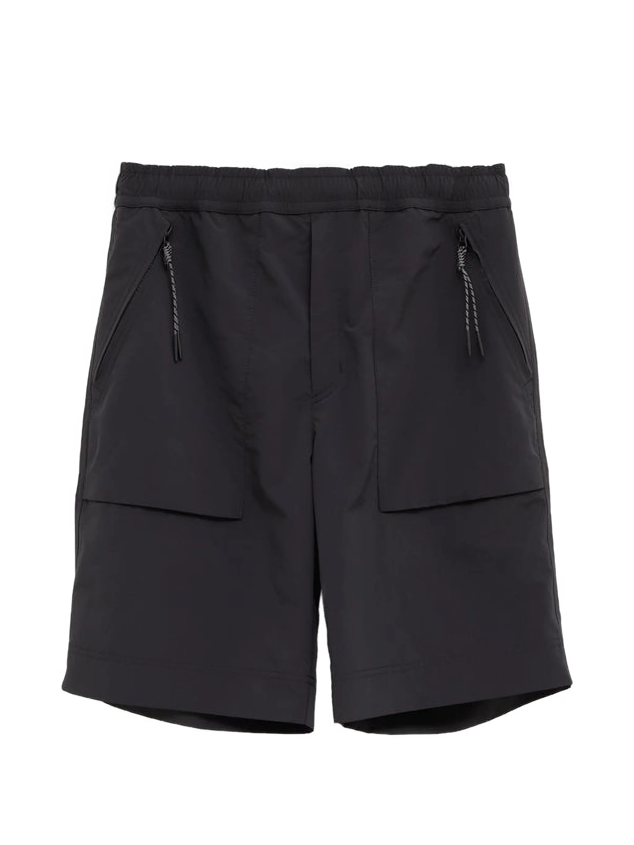 Black Zippered Pocket Polyester Shorts