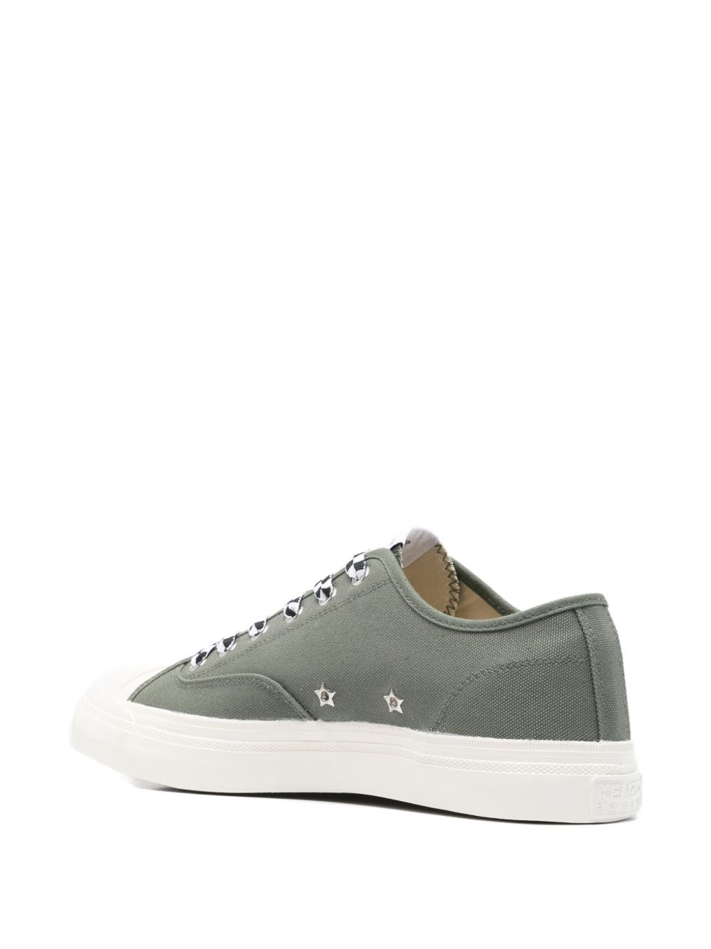 Muted Green Silk And Nylon Low-Top Sneakers