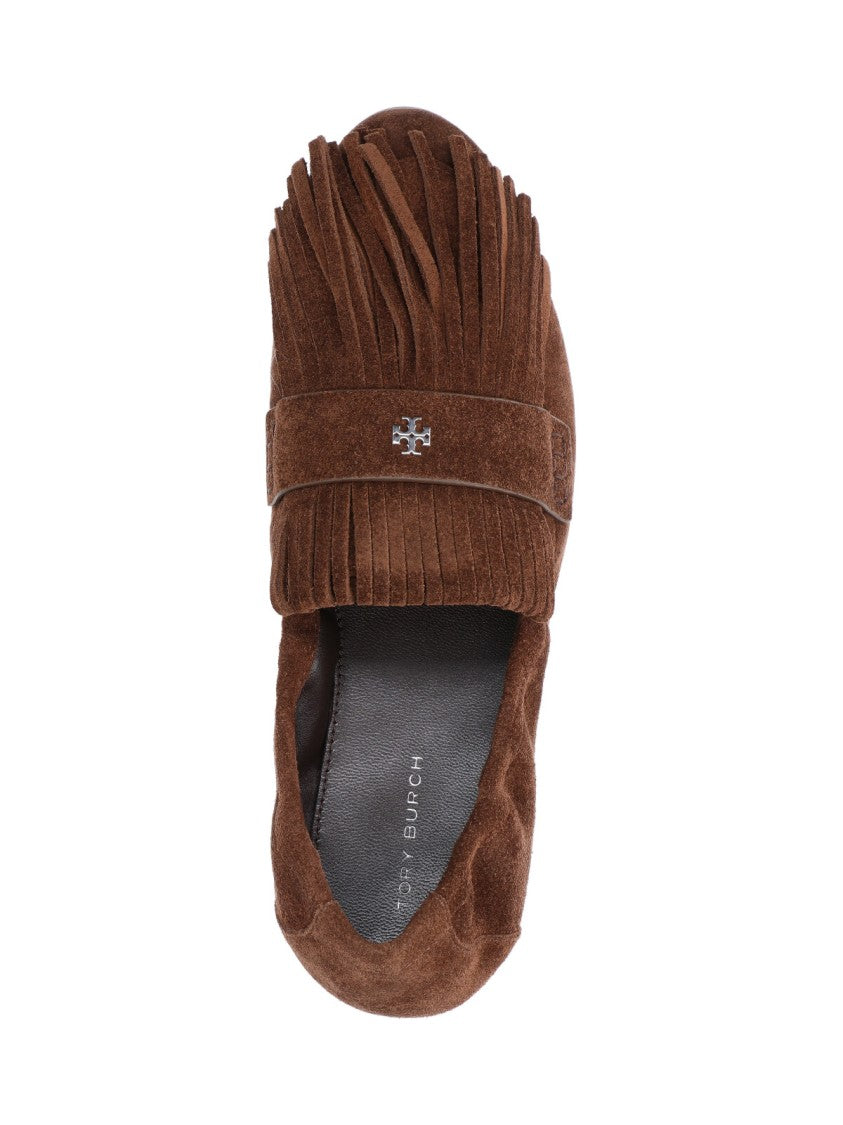 "Ballerina" Loafers, In Brown Suede