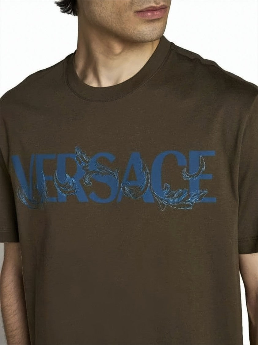 Olive-Brown Graphic Logo Short-Sleeve T-Shirt