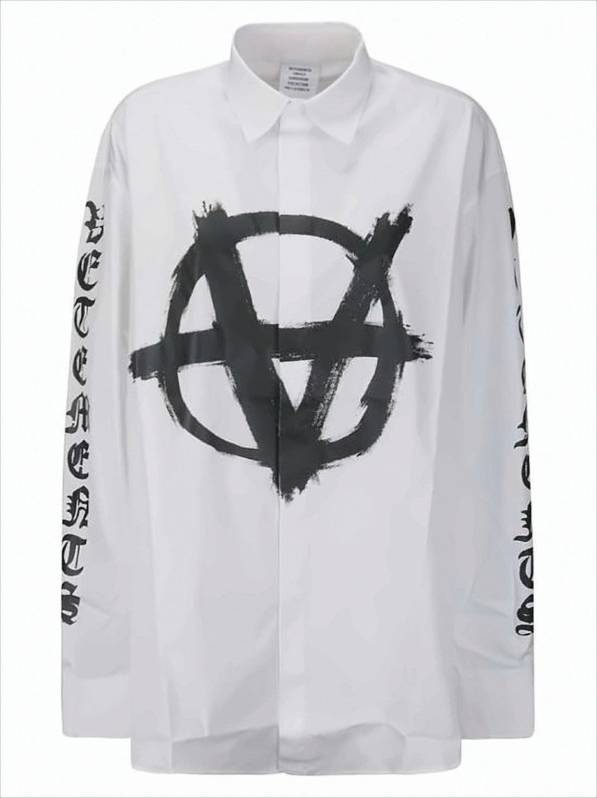 Classic Button-Up Shirt with Bold Logo and Text Design