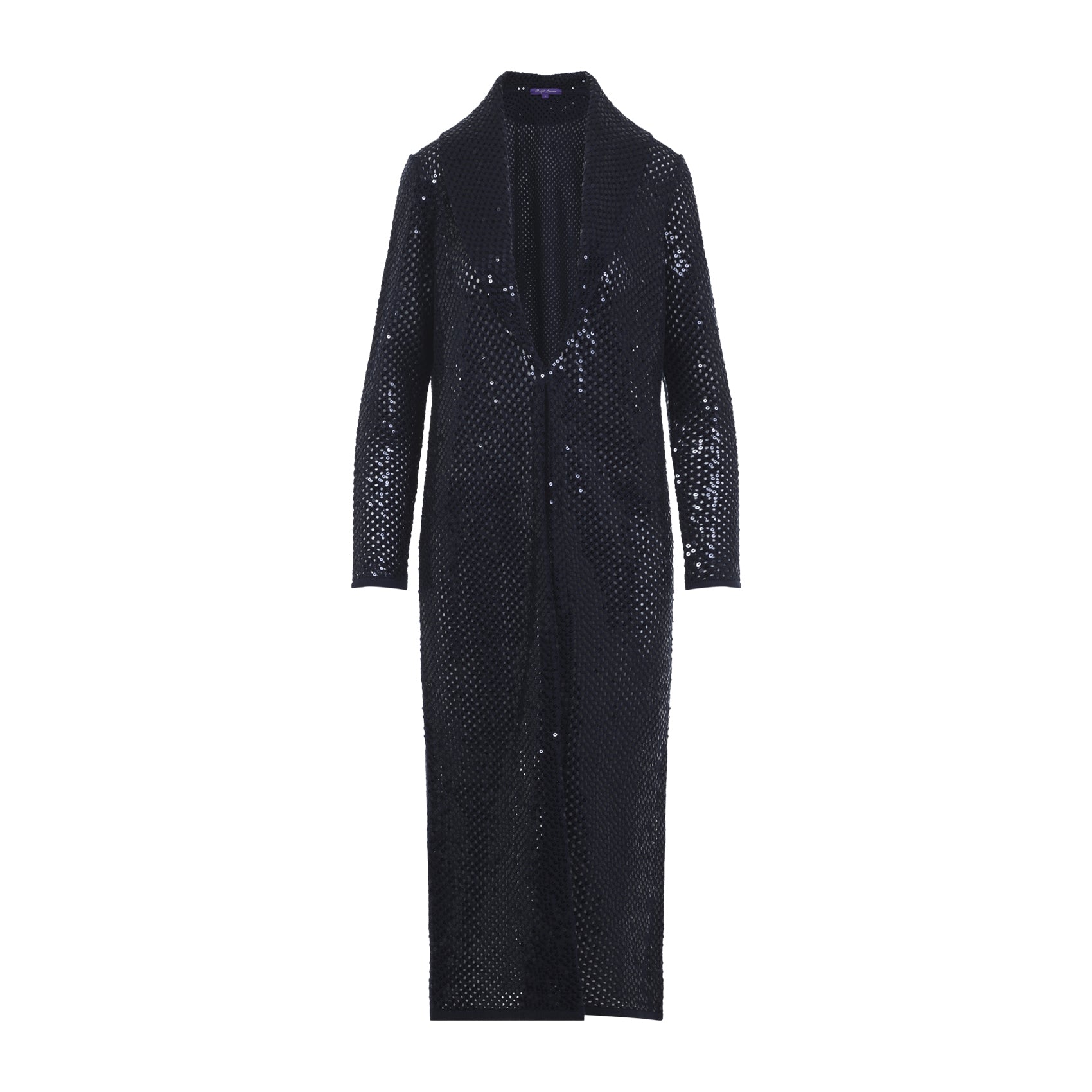 Open-Front Cashmere Sweater with Mesh-Knit and Sequins