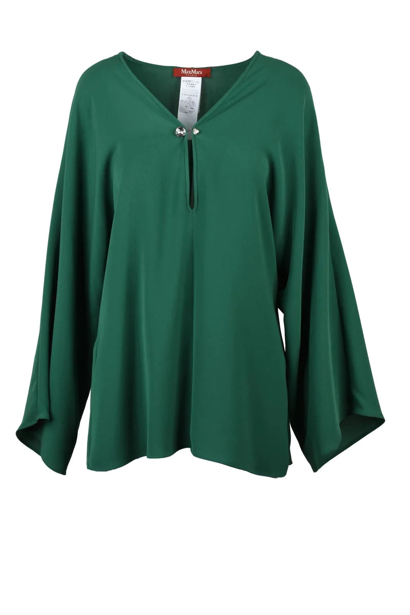 Umile Triacetate Blouse - Bottle Green