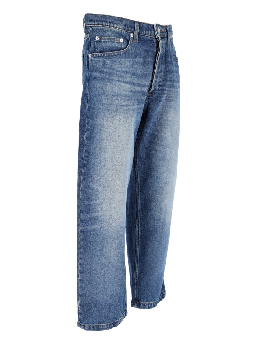 Straight-Leg Denim Jeans With Vintage Wash