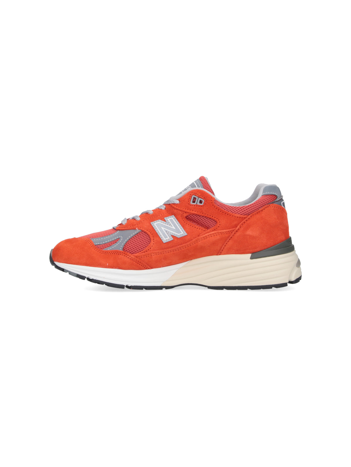Orange Suede Mesh Grey Accent Sneakers