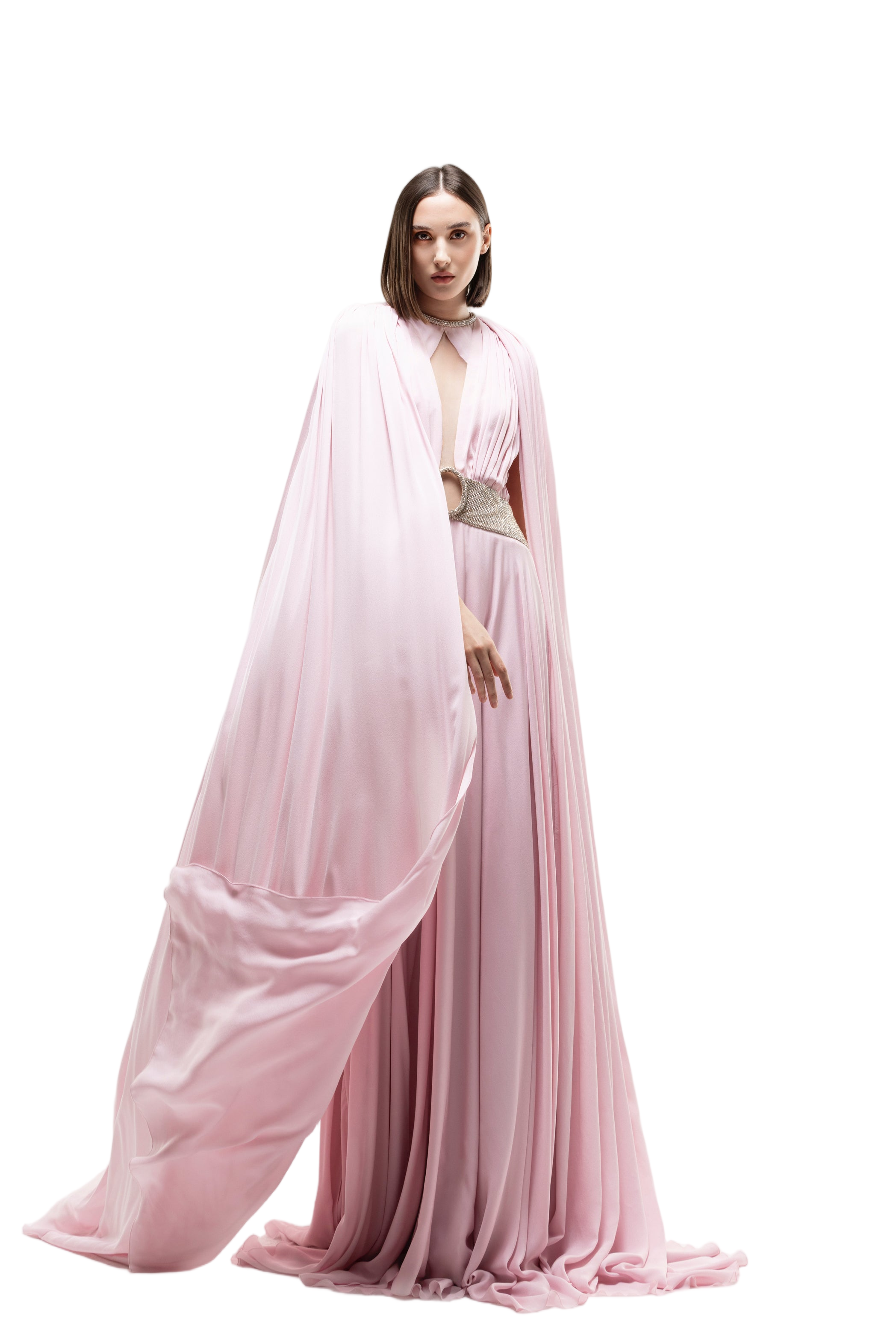 Crystal Embellished Draped Dress