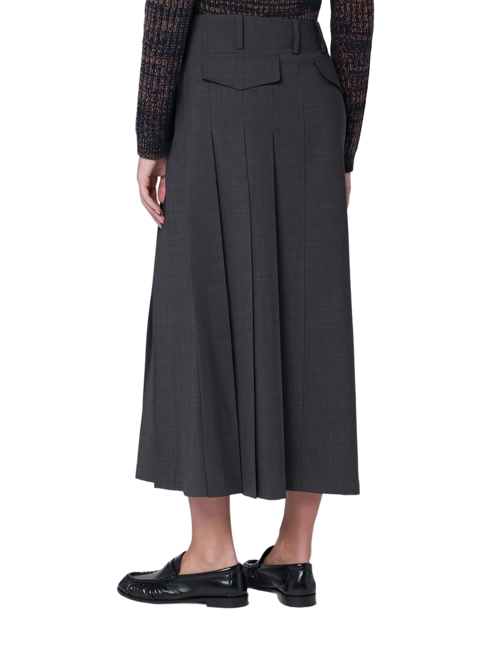Anthracite Longuette Skirt With Pleated Back