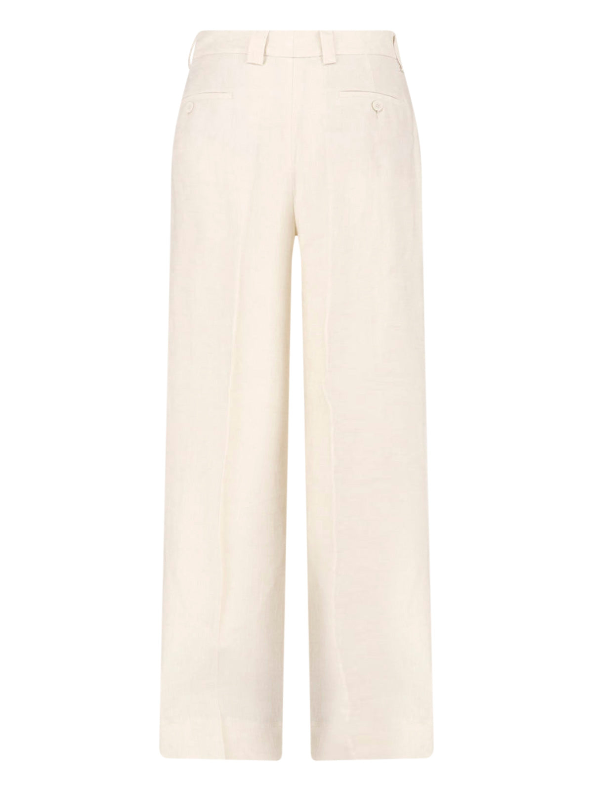 Cream Linen Straight-Leg Tailored Trousers