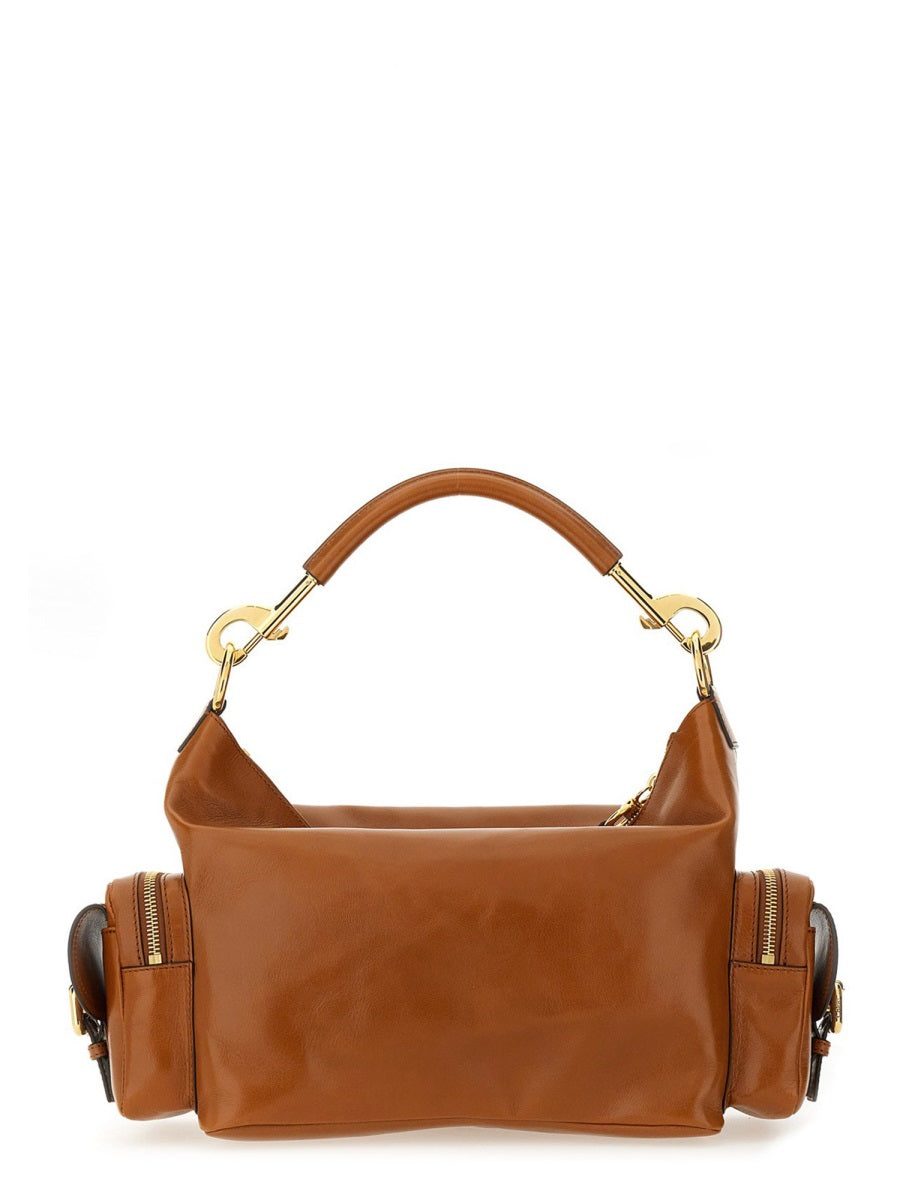 Structured Brown Leather Camera Bag