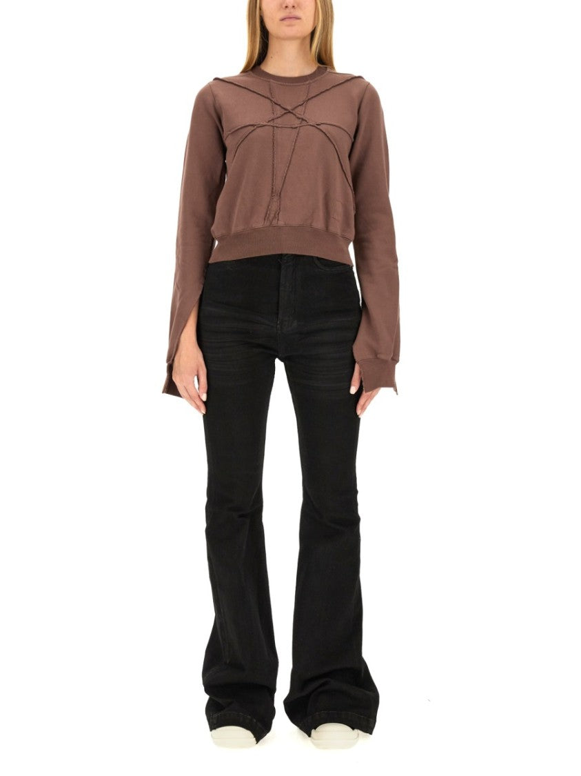 Cropped Sweatshirt With Flared Sleeves