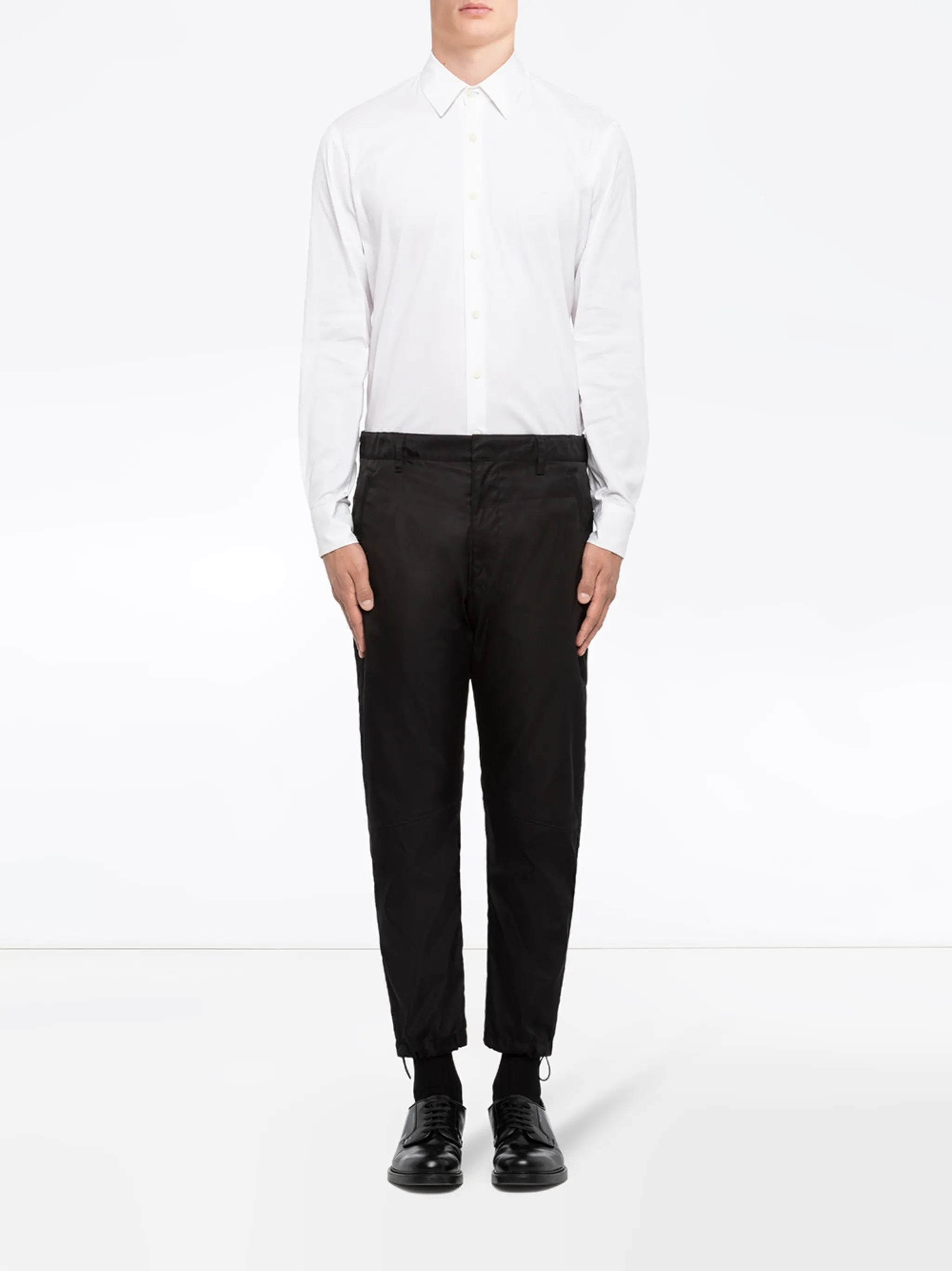 Black Pantalone Tapered Matte Fabric Pants