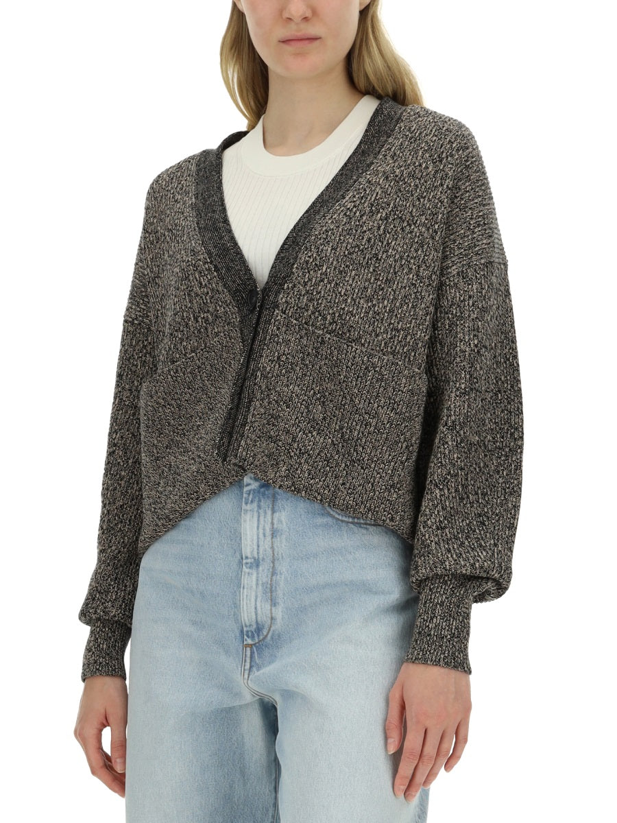 Chunky Knit Maxi Cardigan With Deep V-Neckline