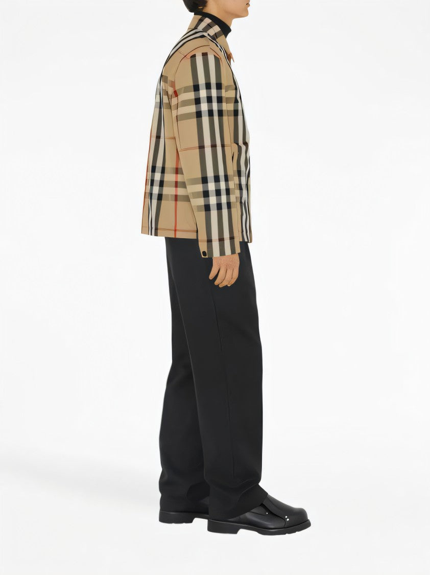 Check Pattern Jacket with Relaxed Fit and Functional Details