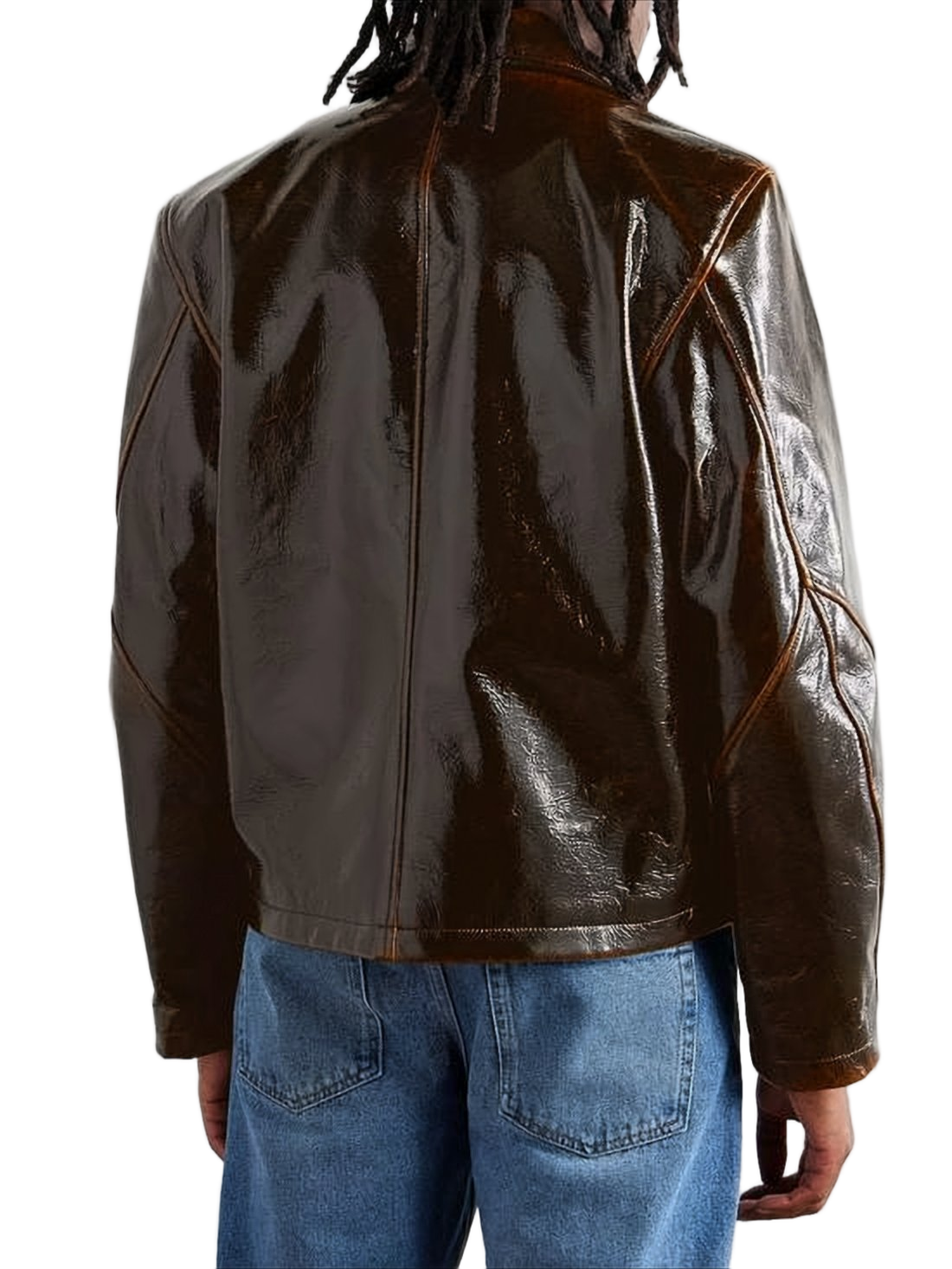 Glossy Dark Brown Cropped Jacket