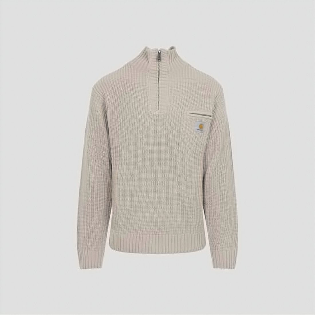 Half-Zip Chunky Knit Sweater with Ribbed Collar