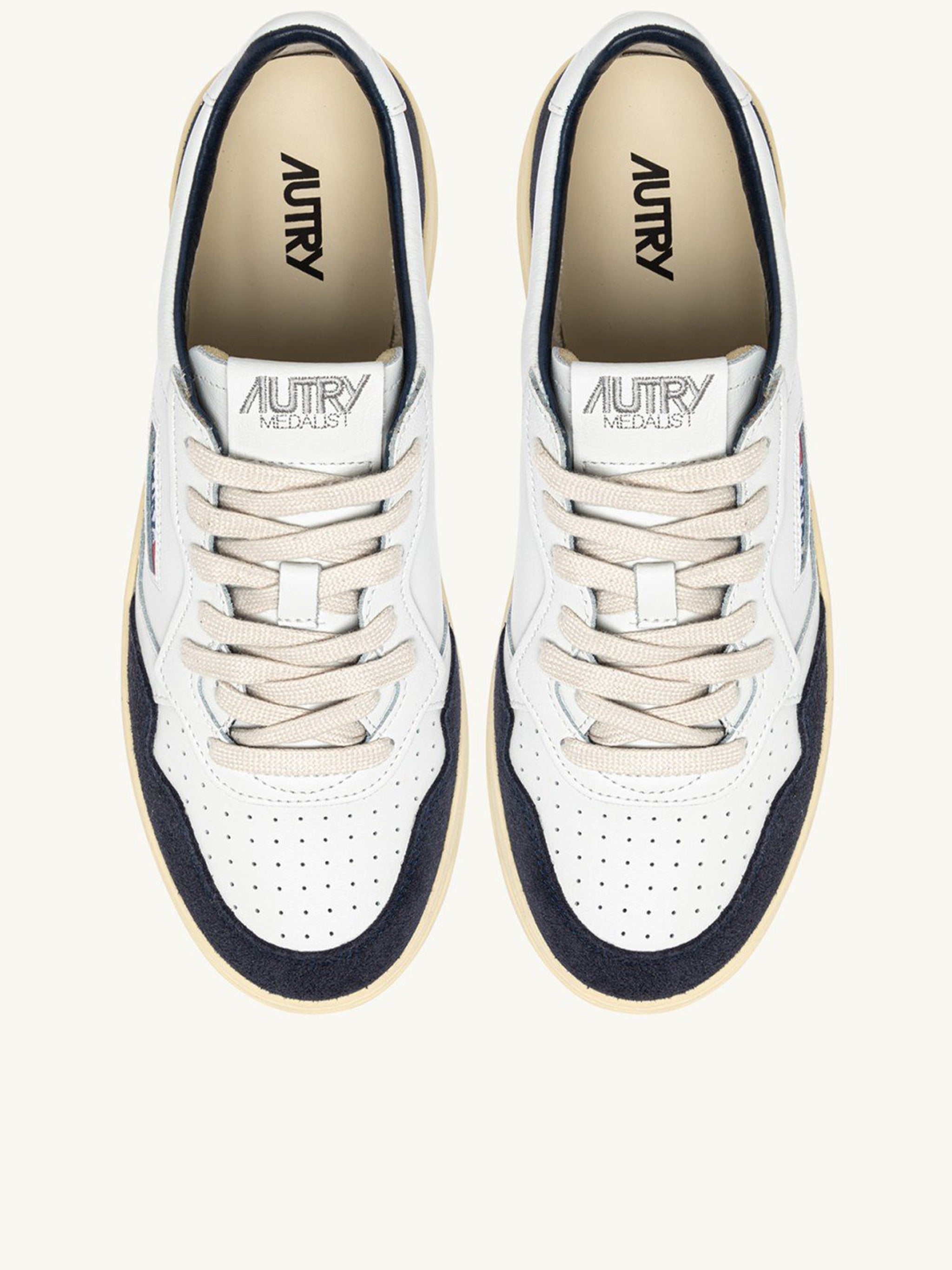 White Medalist Low Suede Leather Sneakers