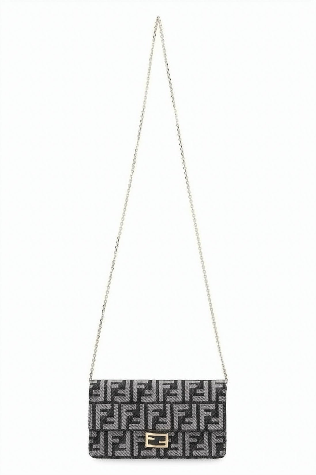 Rectangular Monogram Crossbody Bag with Gold-tone Clasp