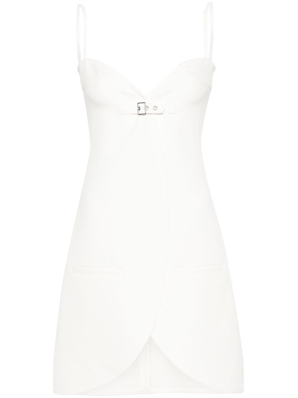 White Twill Weave Mini Dress