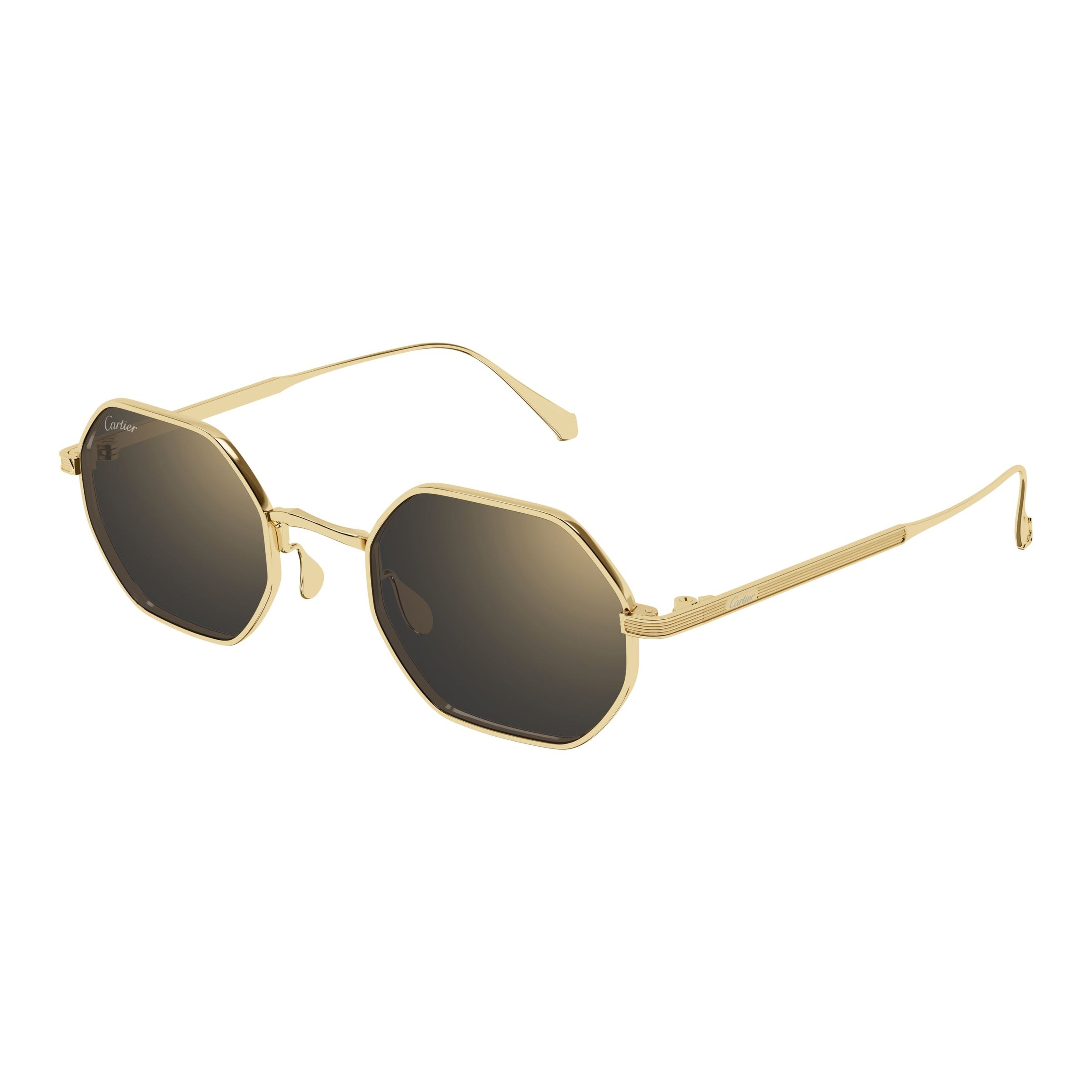 Octagonal Titanium Sunglasses With Polished Gold Finish