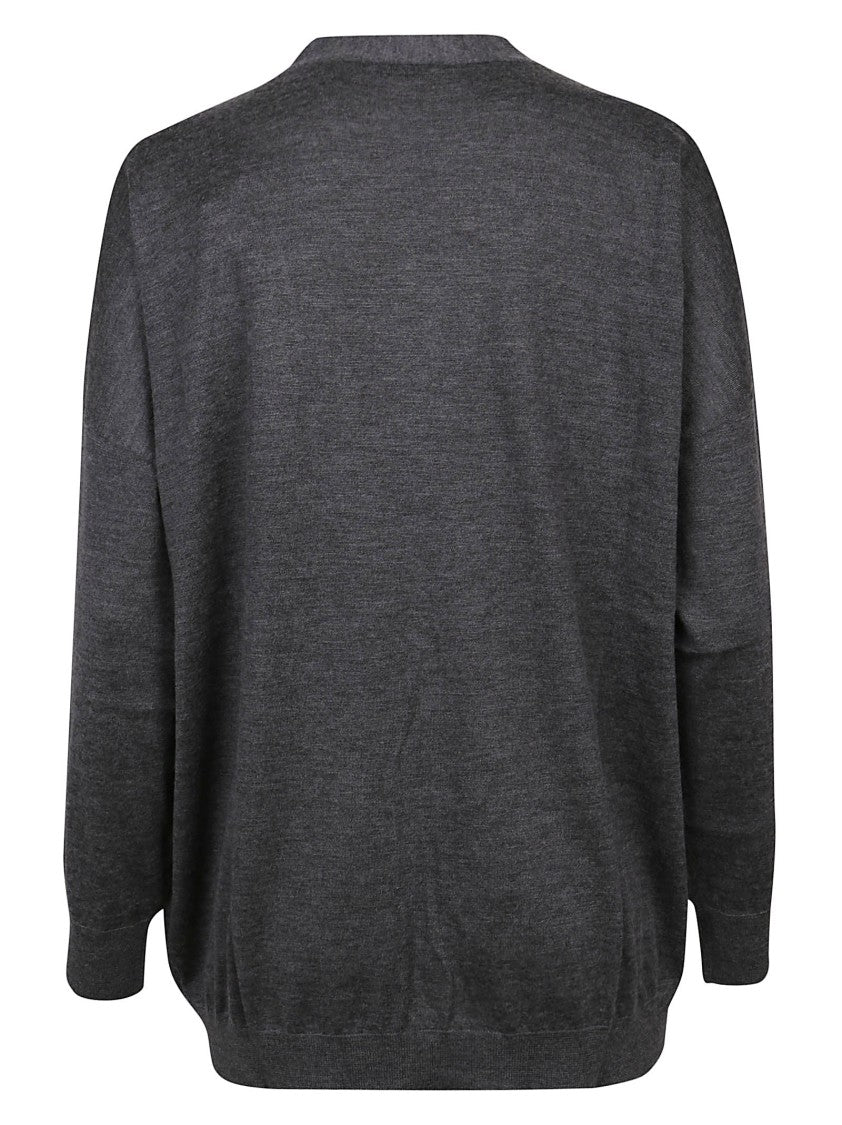 Relaxed Fit Deep V-Neck Sweater