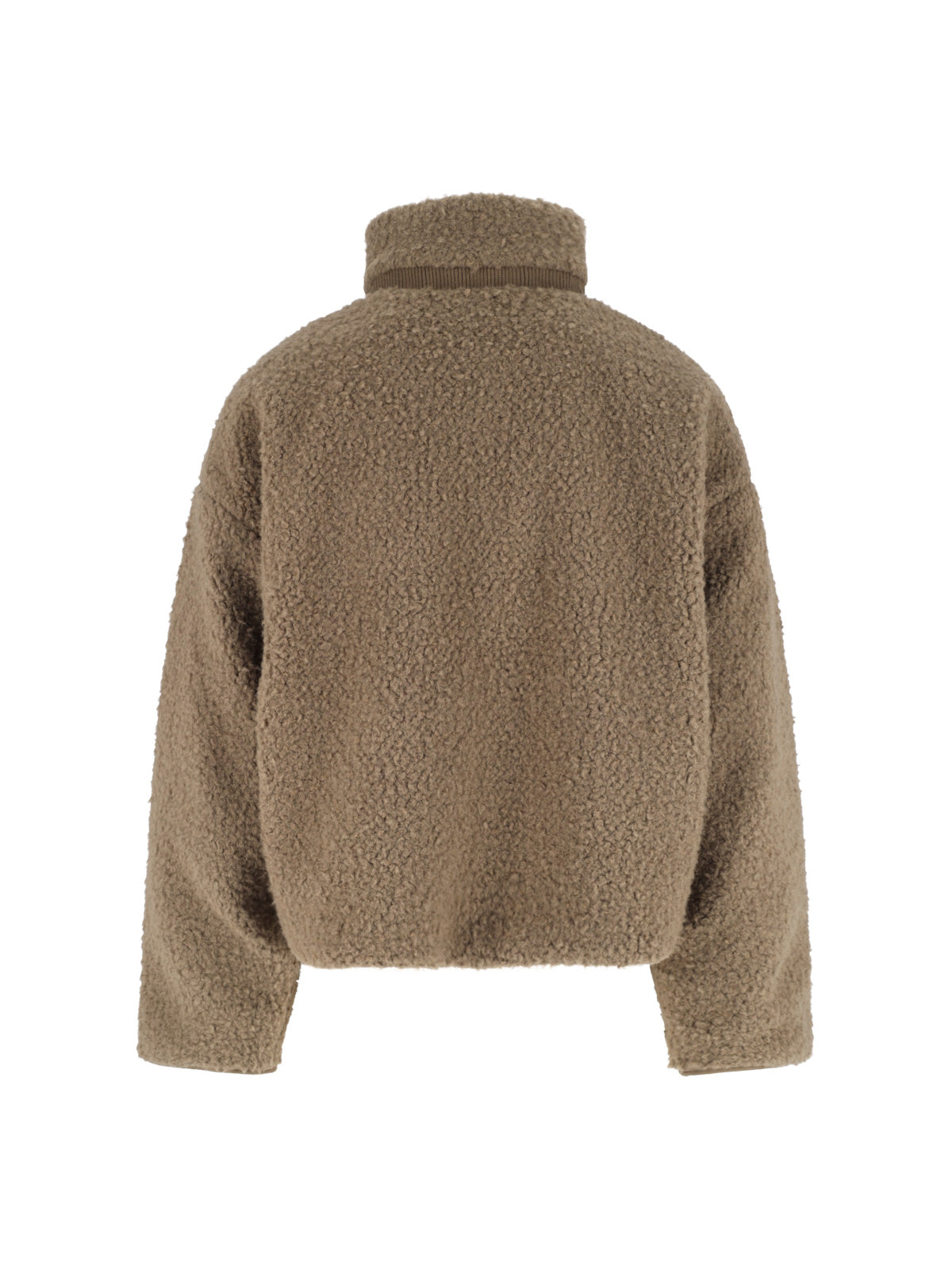 Taupe Cropped Plush Teddy Jacket