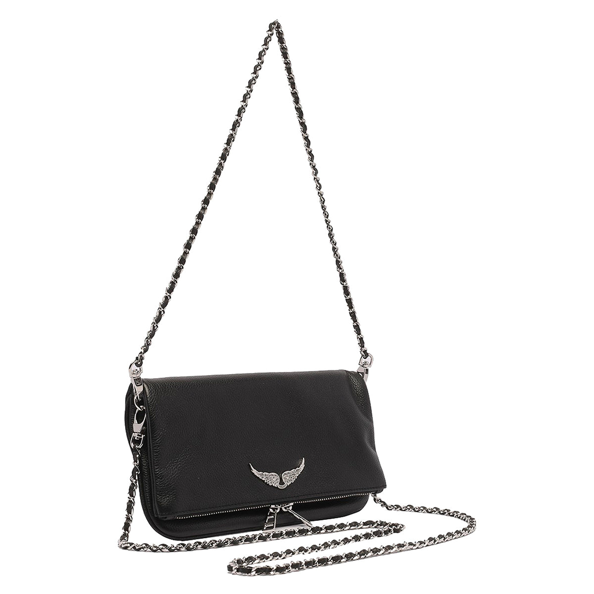 Black Leather Rock Shoulder Bag